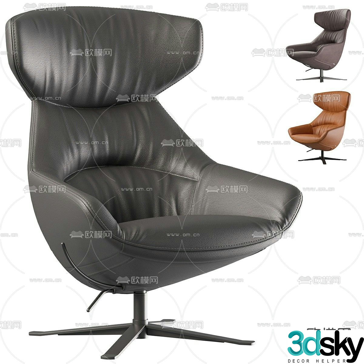 Leather office chair executive chair boss chair 3d model