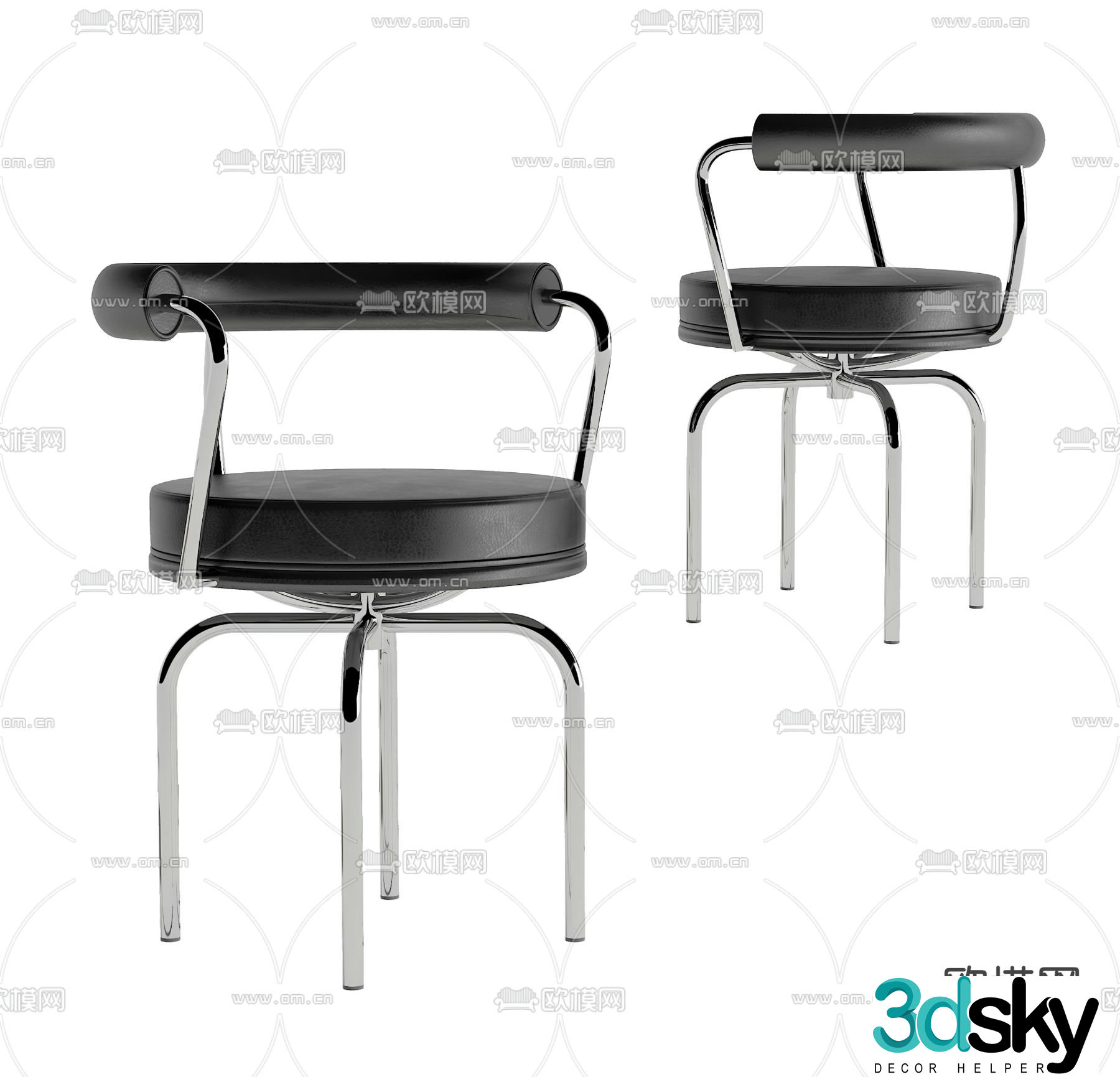 leather chair dining chair 3d model