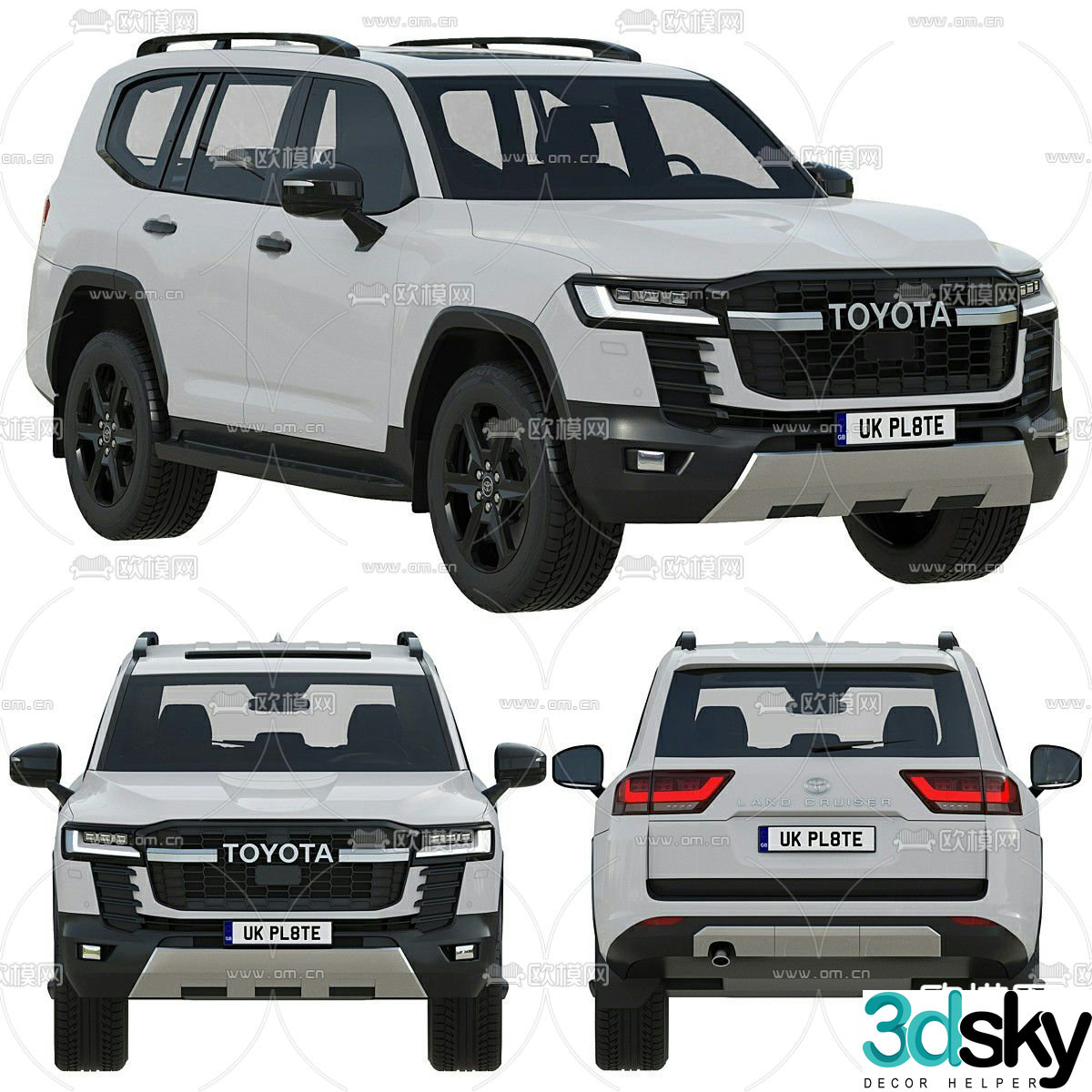 toyota land cruiser car off road vehicle 3d model
