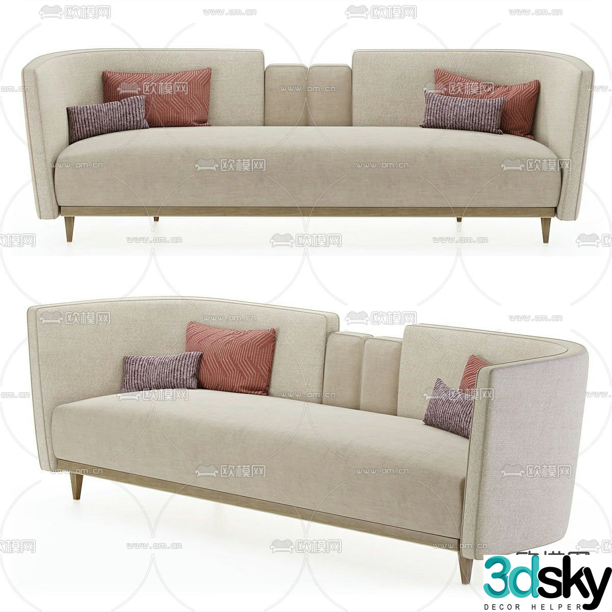 Double sofa upholstered sofa 3d model
