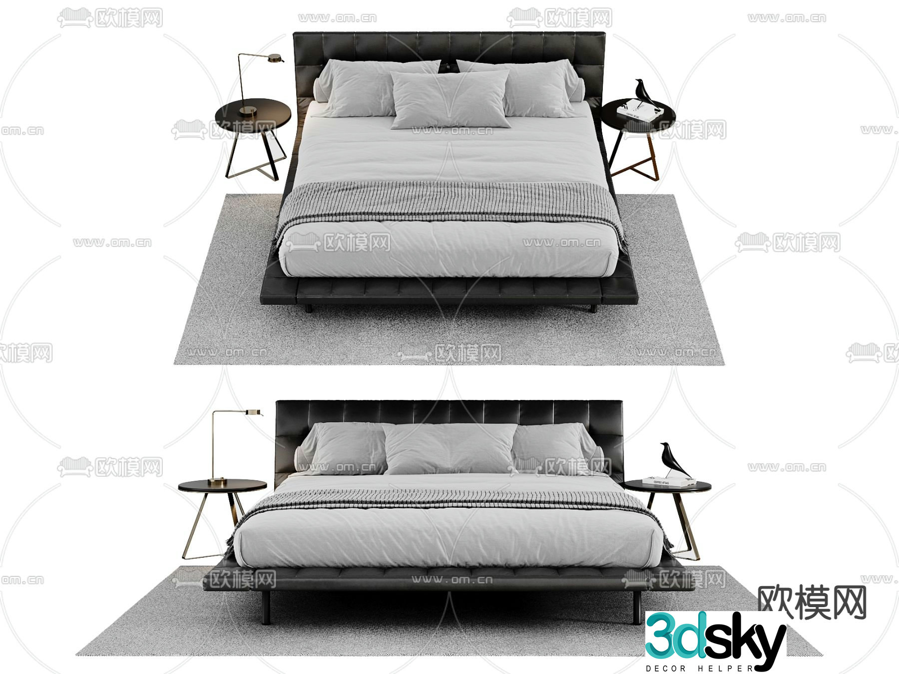 Modern double bed 3d model