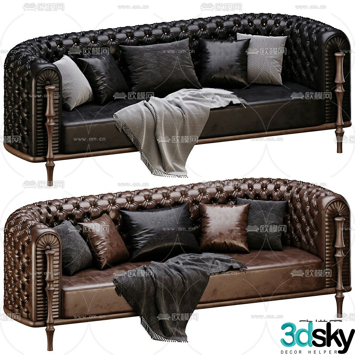 European style sofa double sofa 3d model