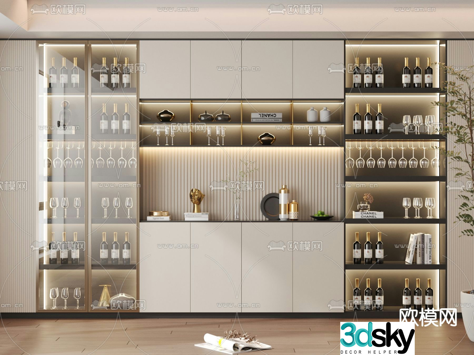 French wine cabinet light luxury wine cabinet 3D model