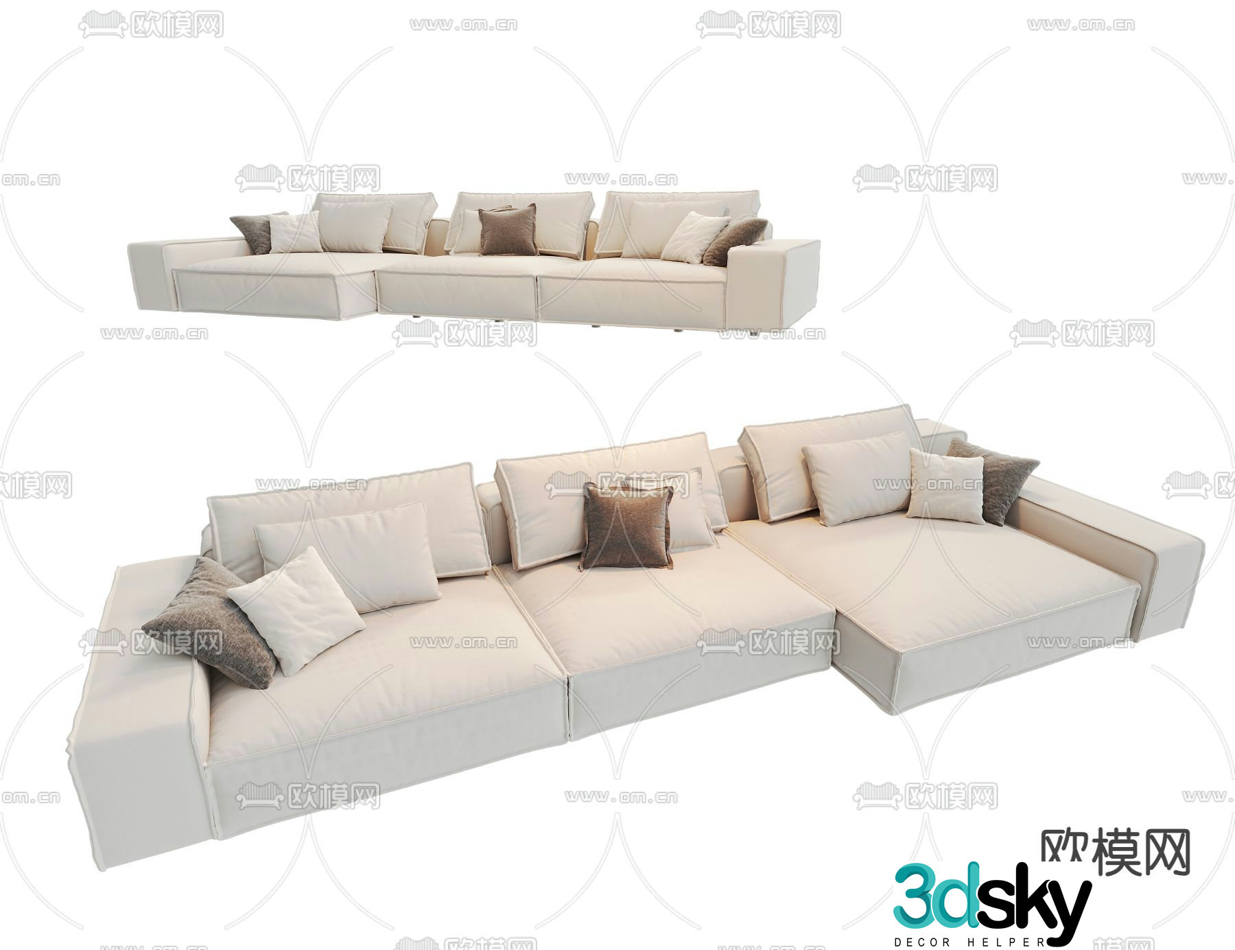 multi-person sofa corner sofa 3d model