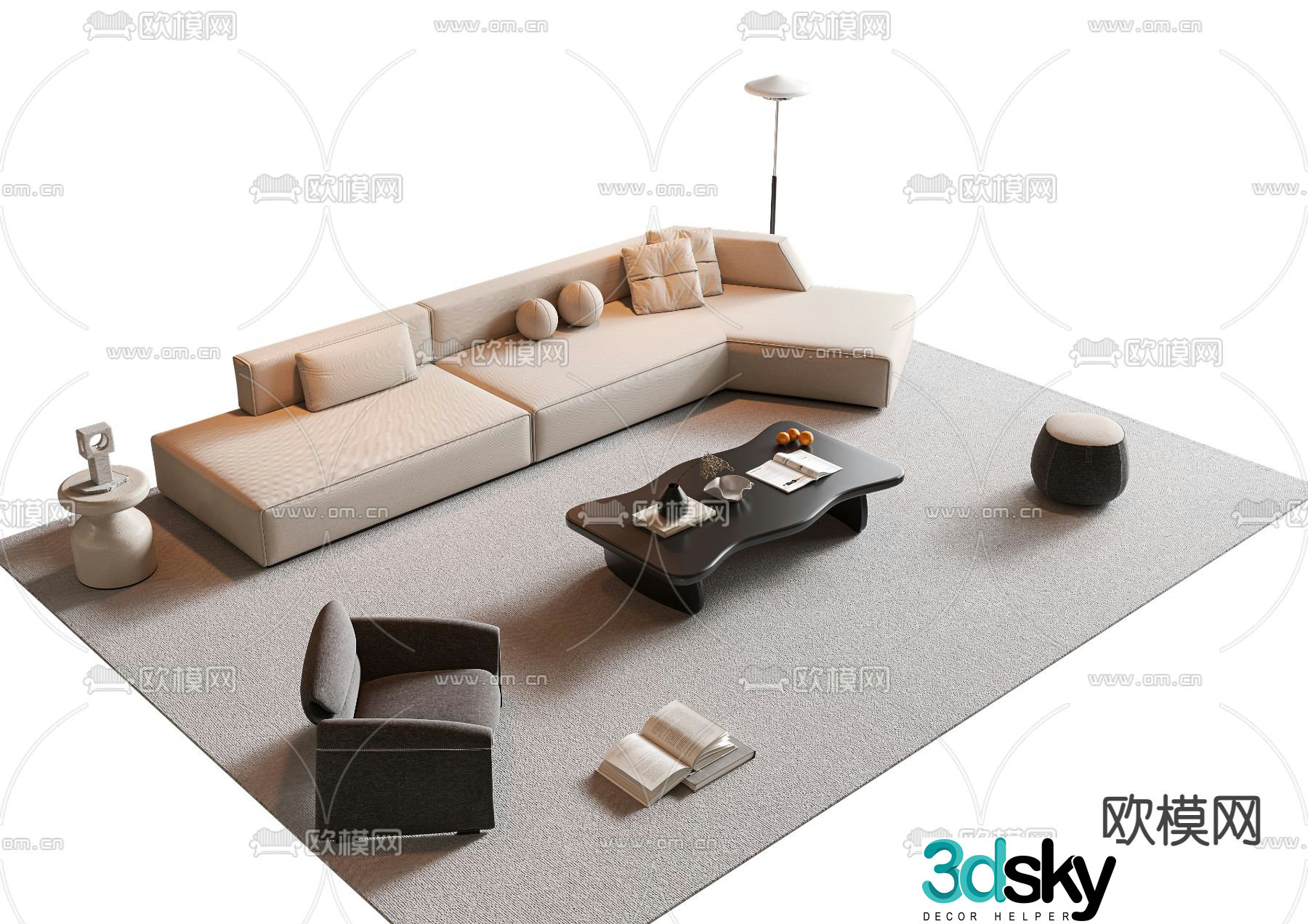 Modern sectional sofa 3d model
