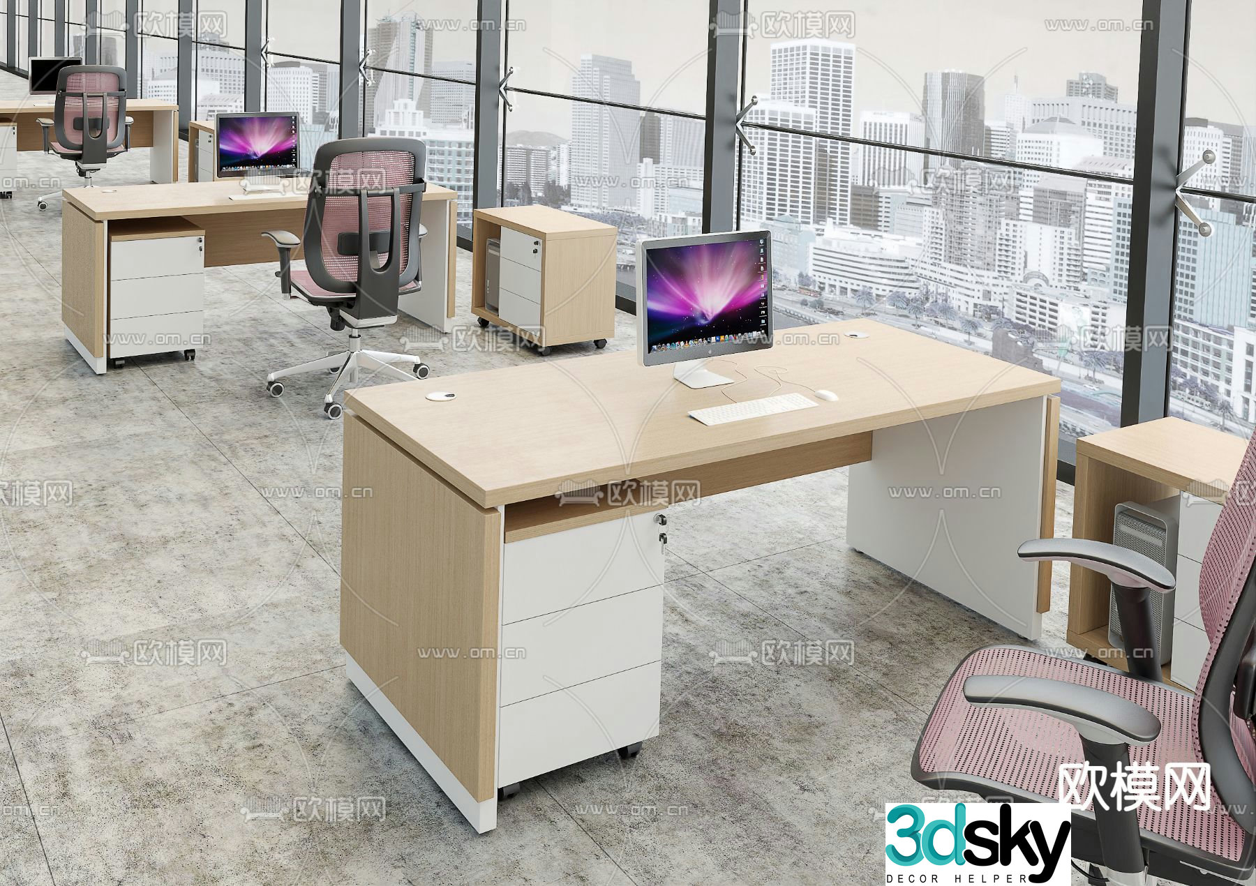 Office desk and chair work station 3d model