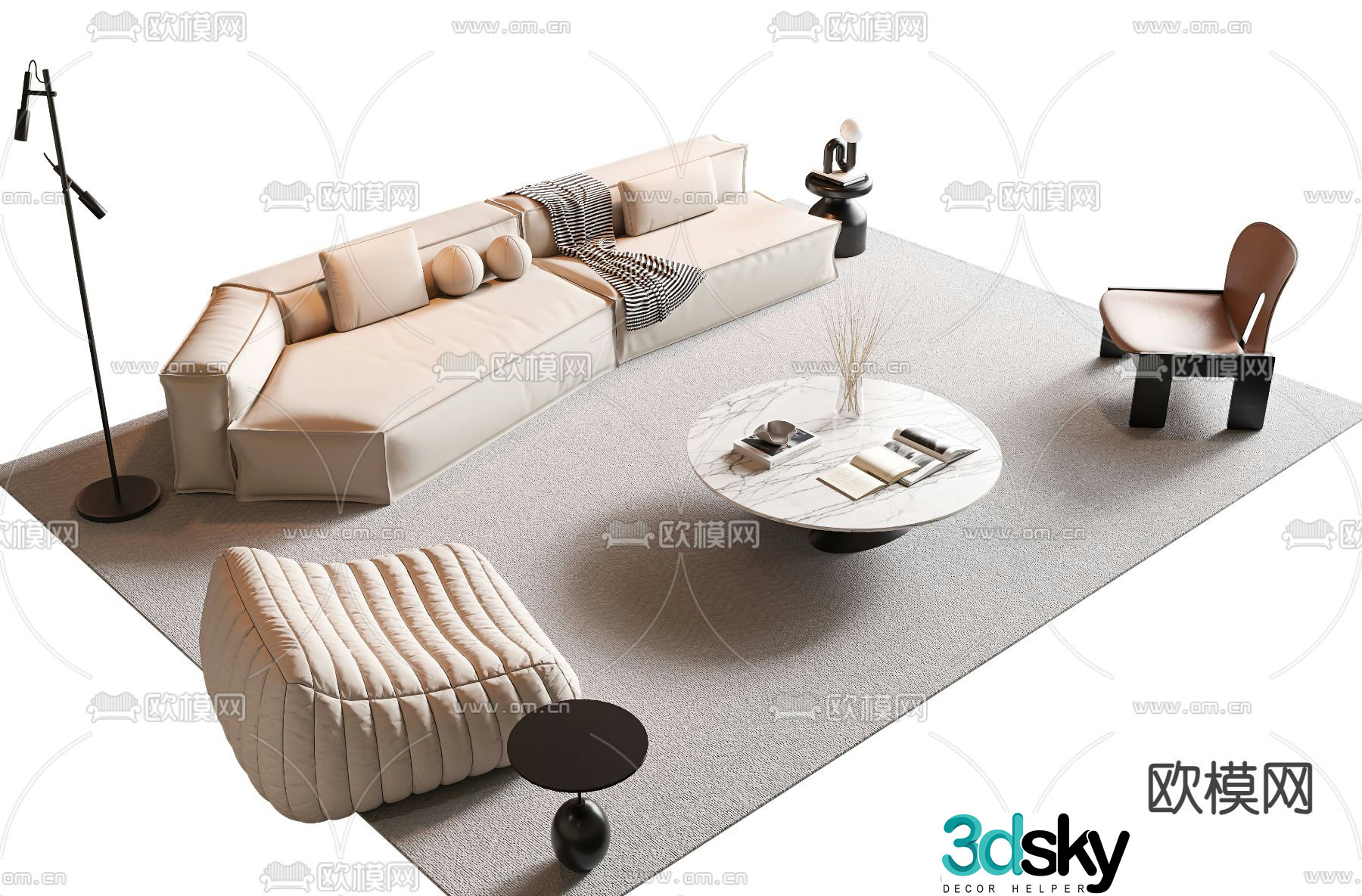 Modern sectional sofa 3d model