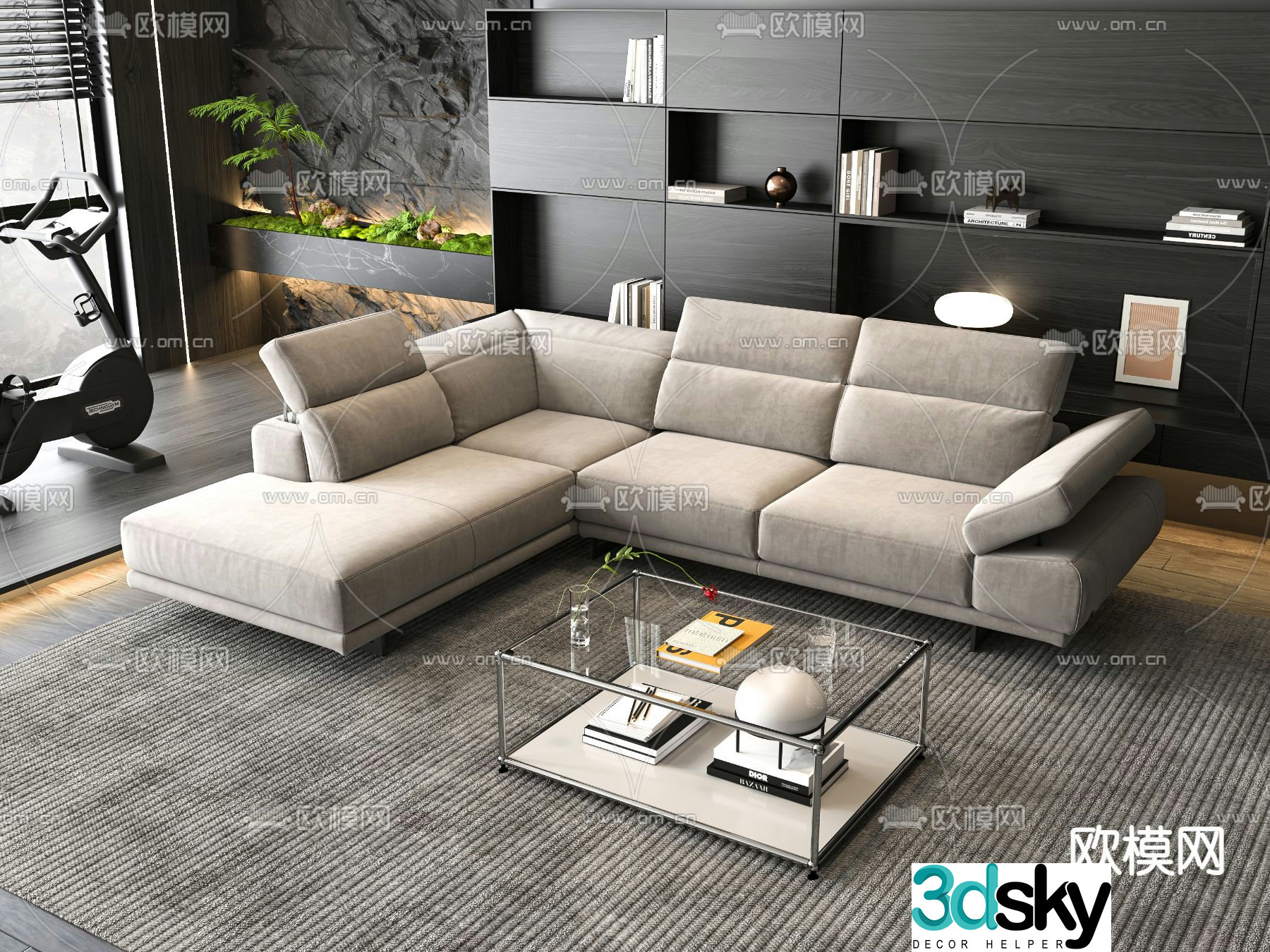 Multi-person sofa corner sofa 3d model