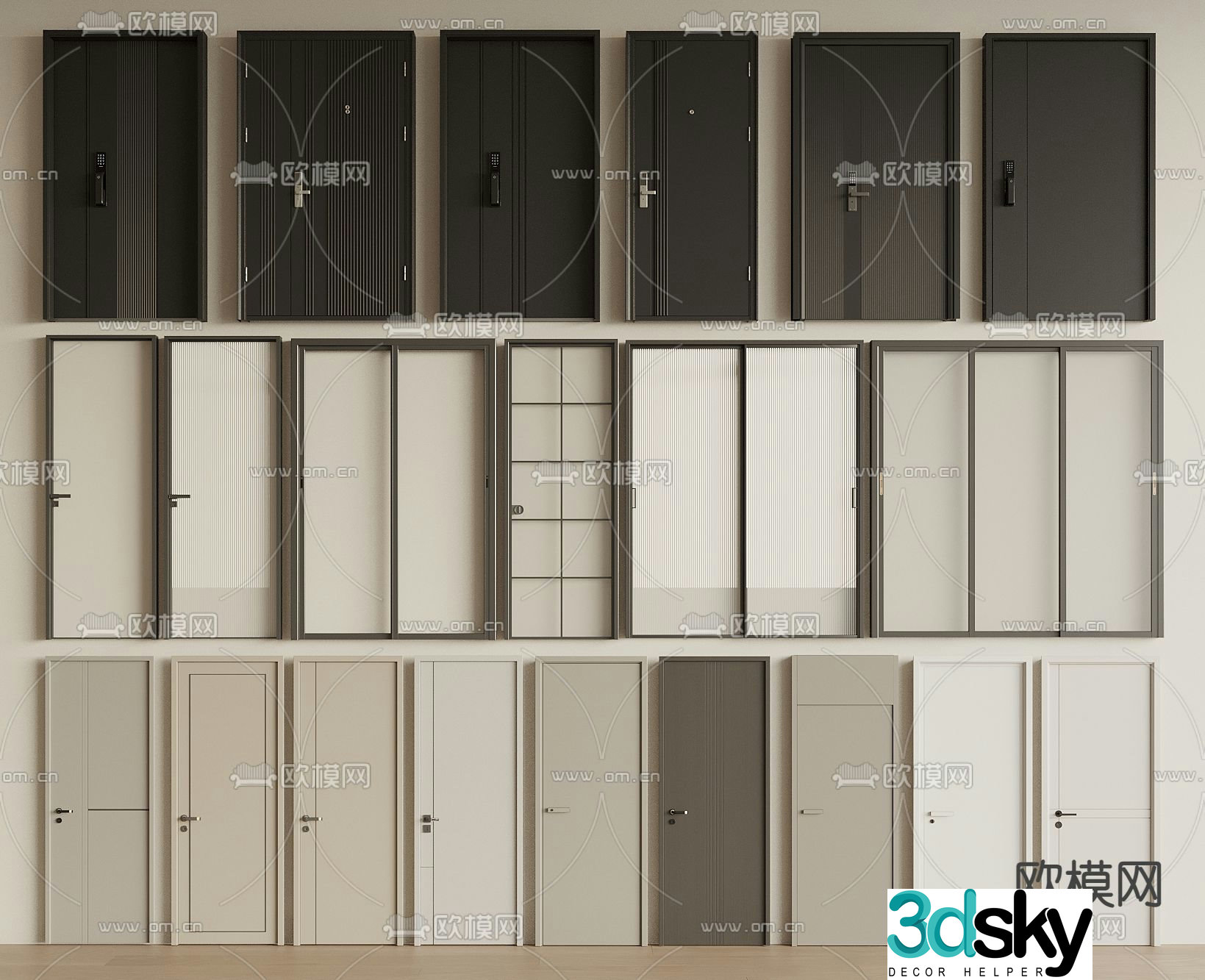 Entrance door security door swing door kitchen and bathroom door 3D model