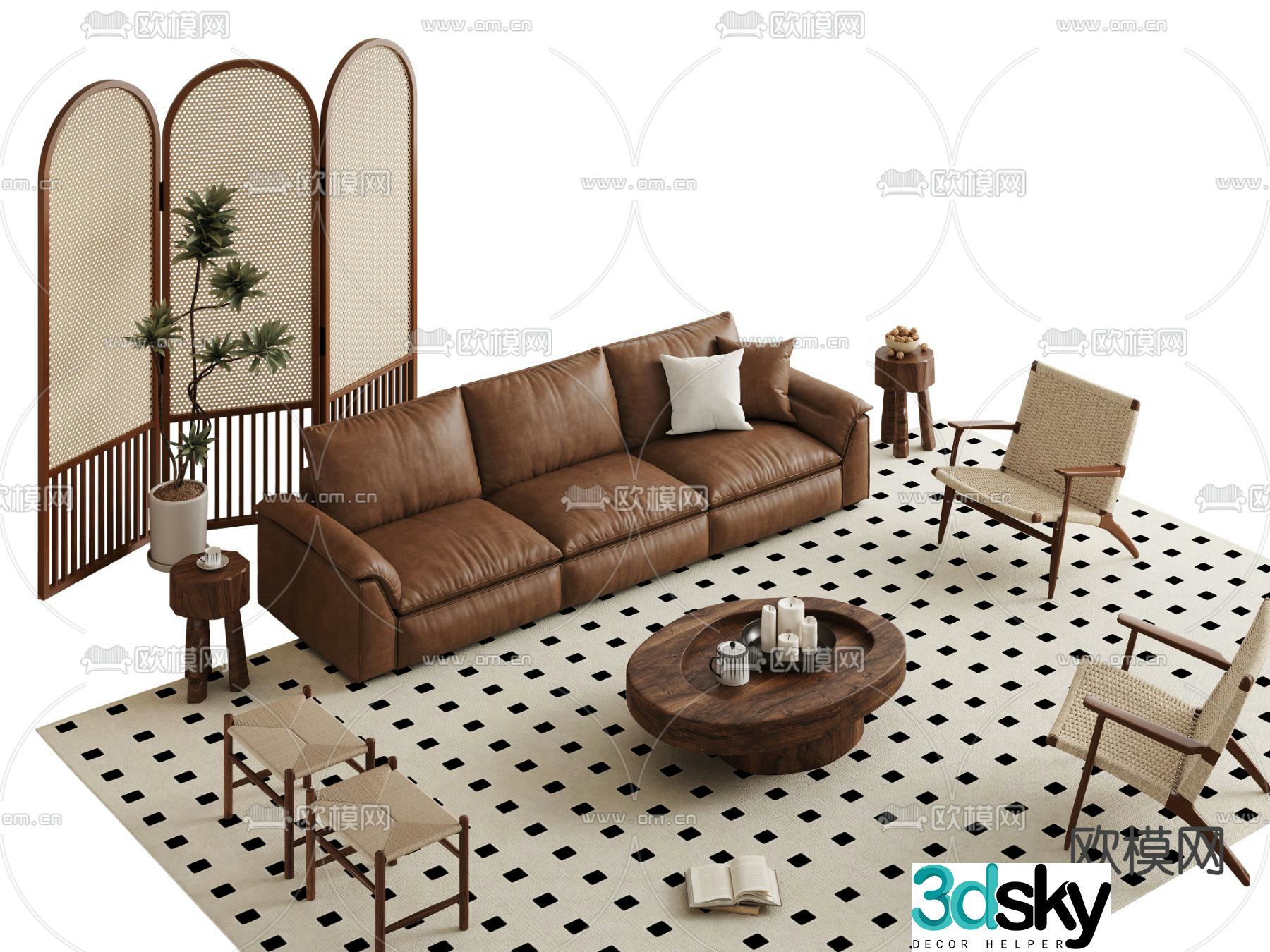 Medieval style modular sofa 3D model
