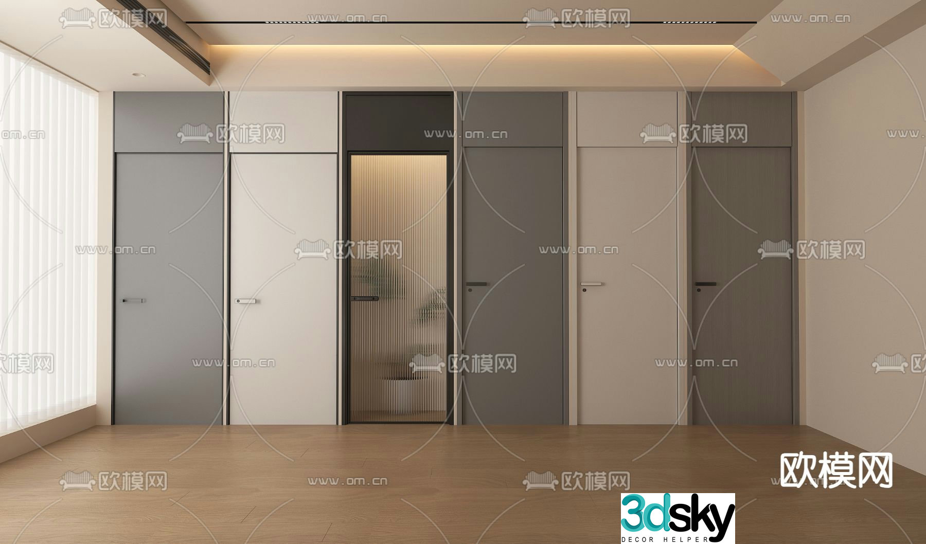 Minimalist door open ceiling door Changhong glass door 3D model