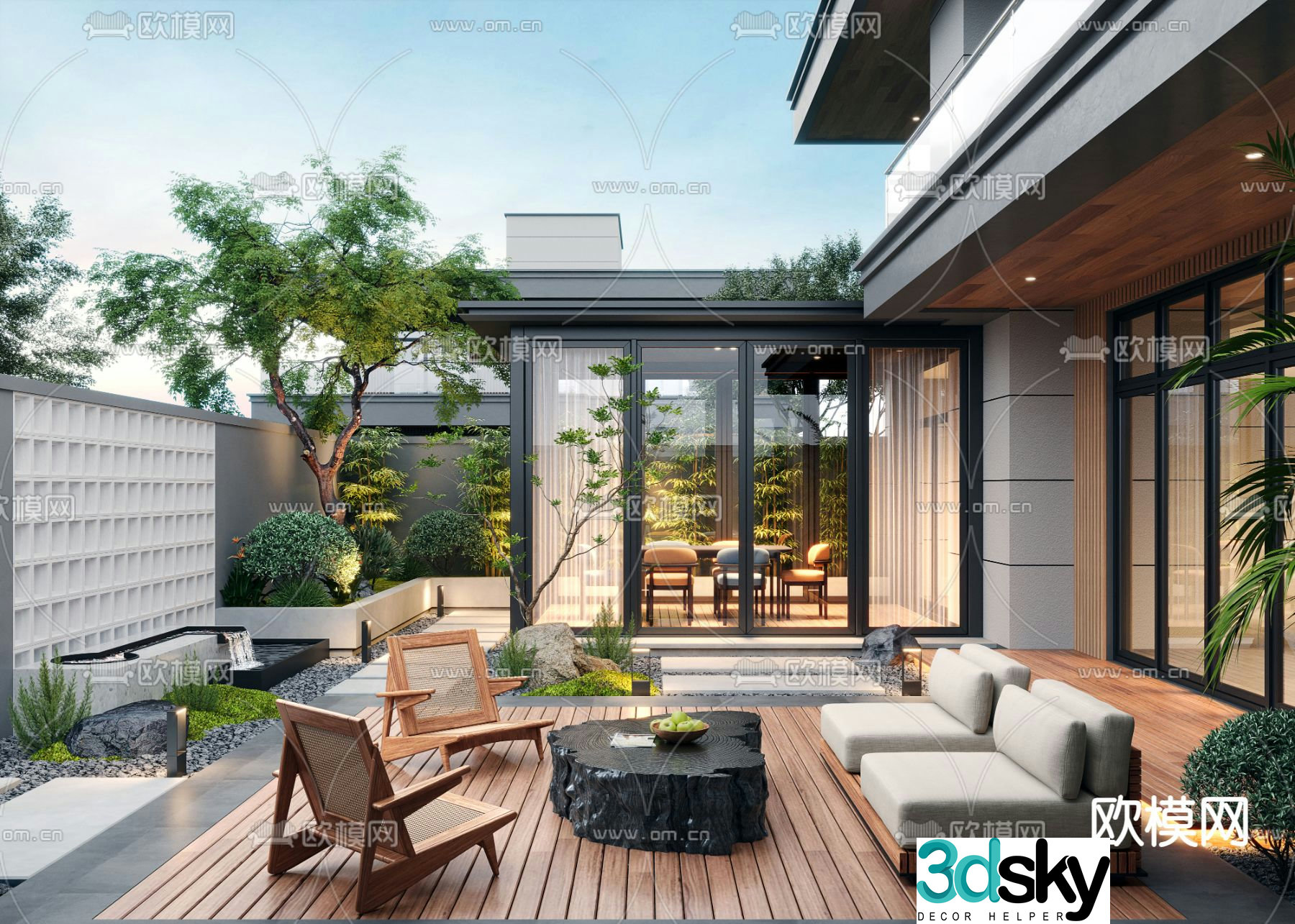 Villa courtyard garden 3d model