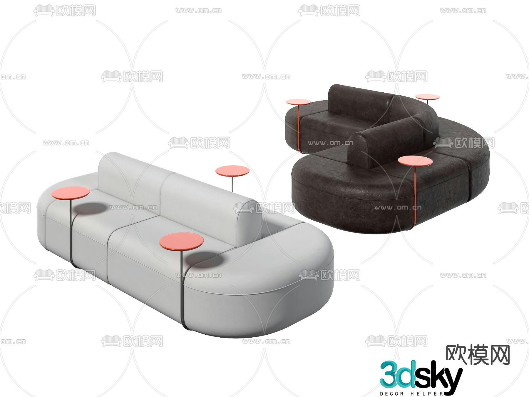 Lobby sofa double-back office sofa public sofa 3D model