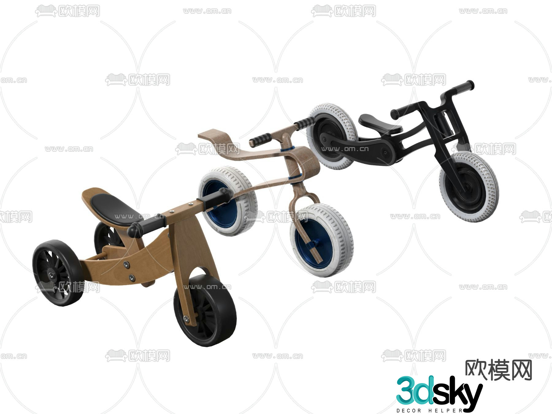 Children’s car toy car tricycle bicycle 3d model