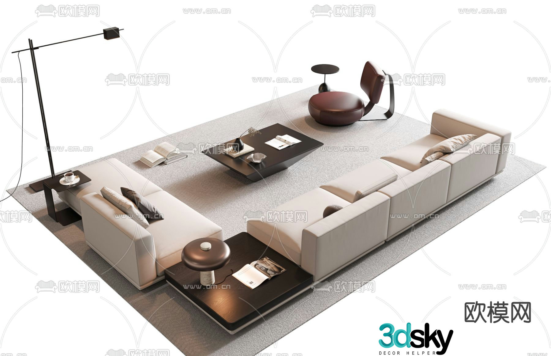 Modern sectional sofa 3d model