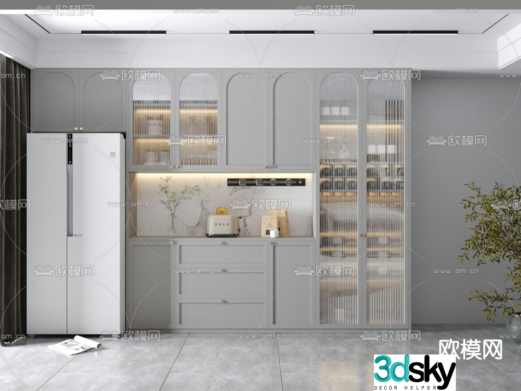 French wine cabinet sideboard 3d model