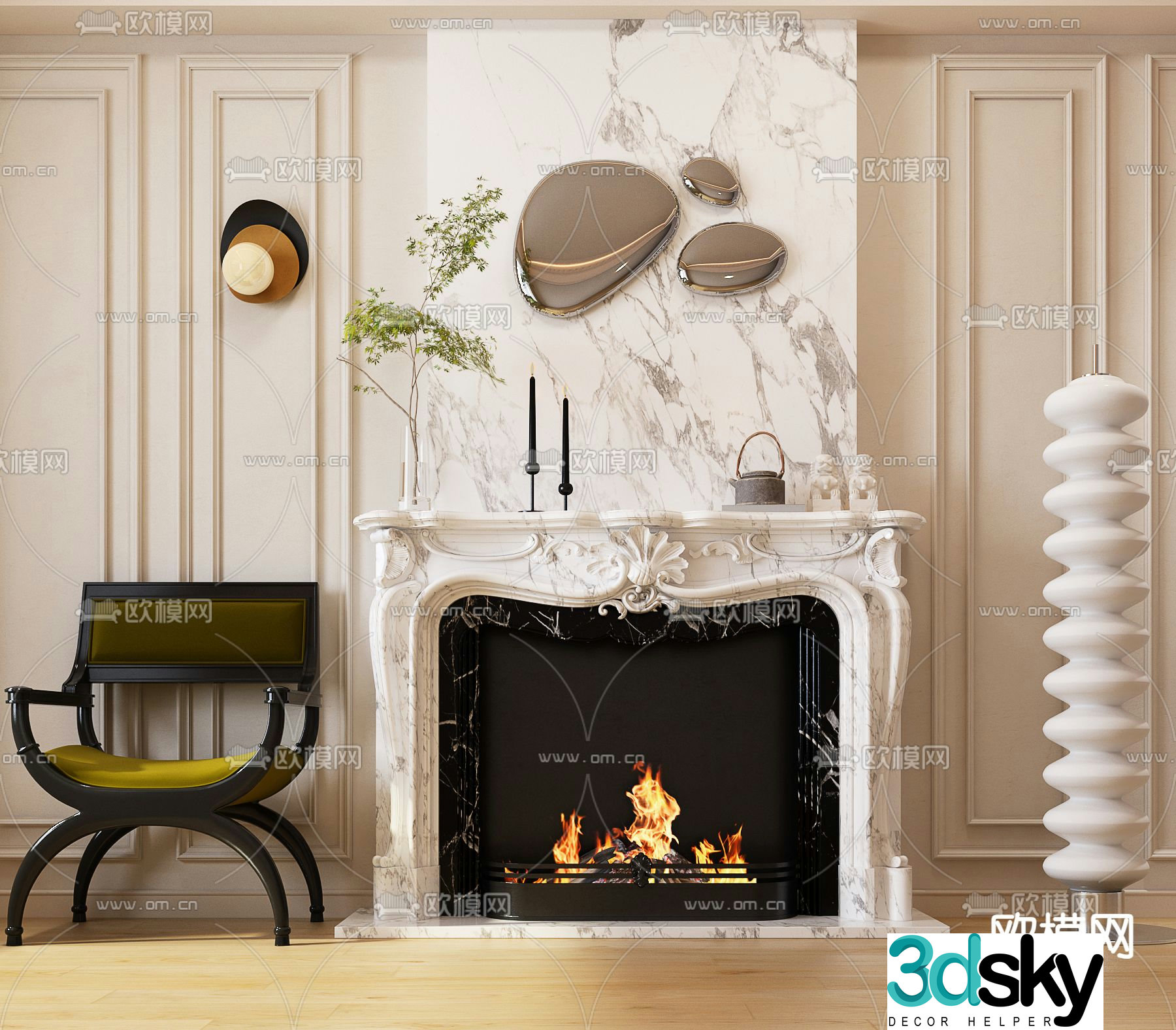 European fireplace stove 3d model