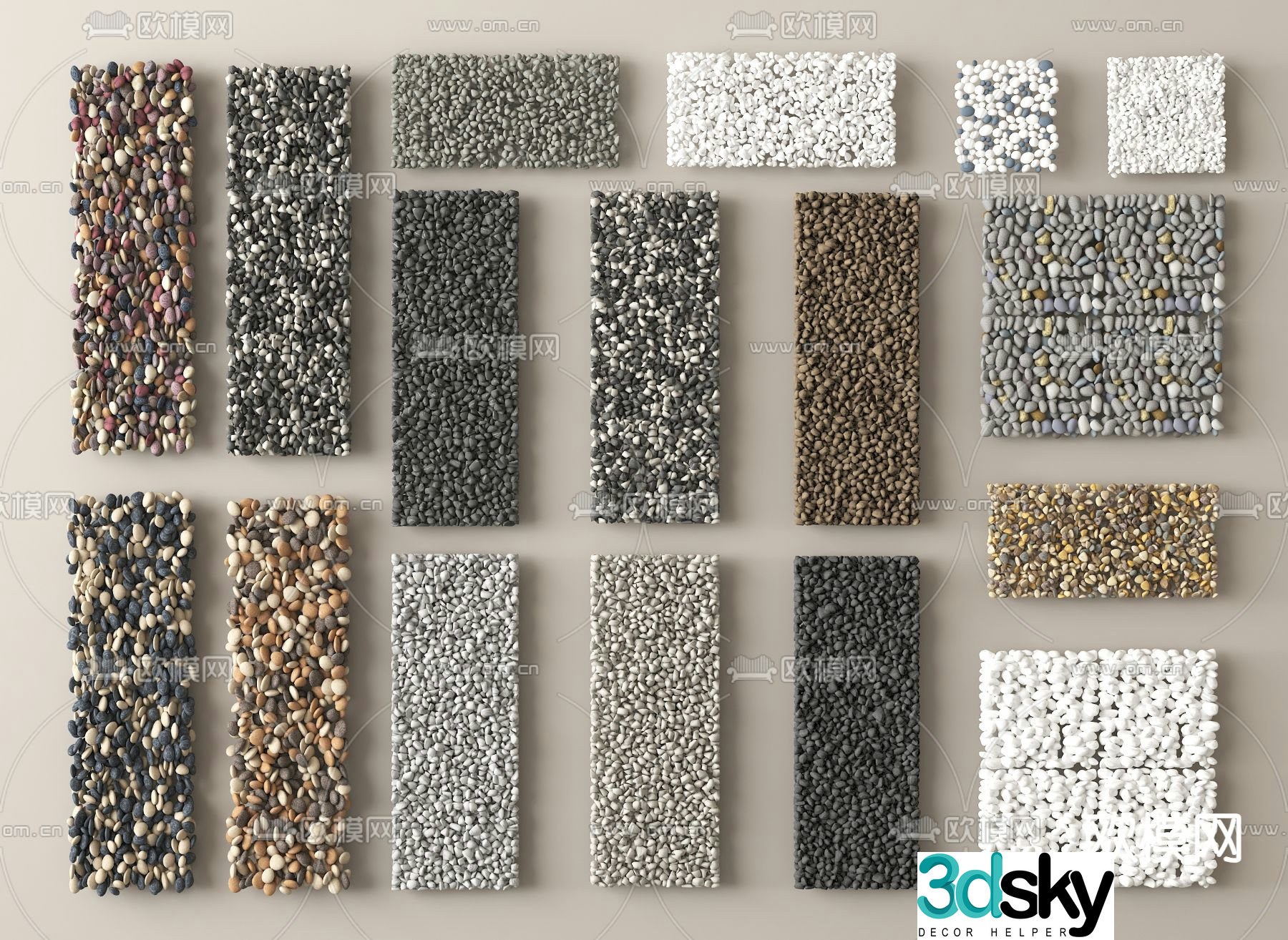 Pebbles Stone Gravel Washed Stone 3d model