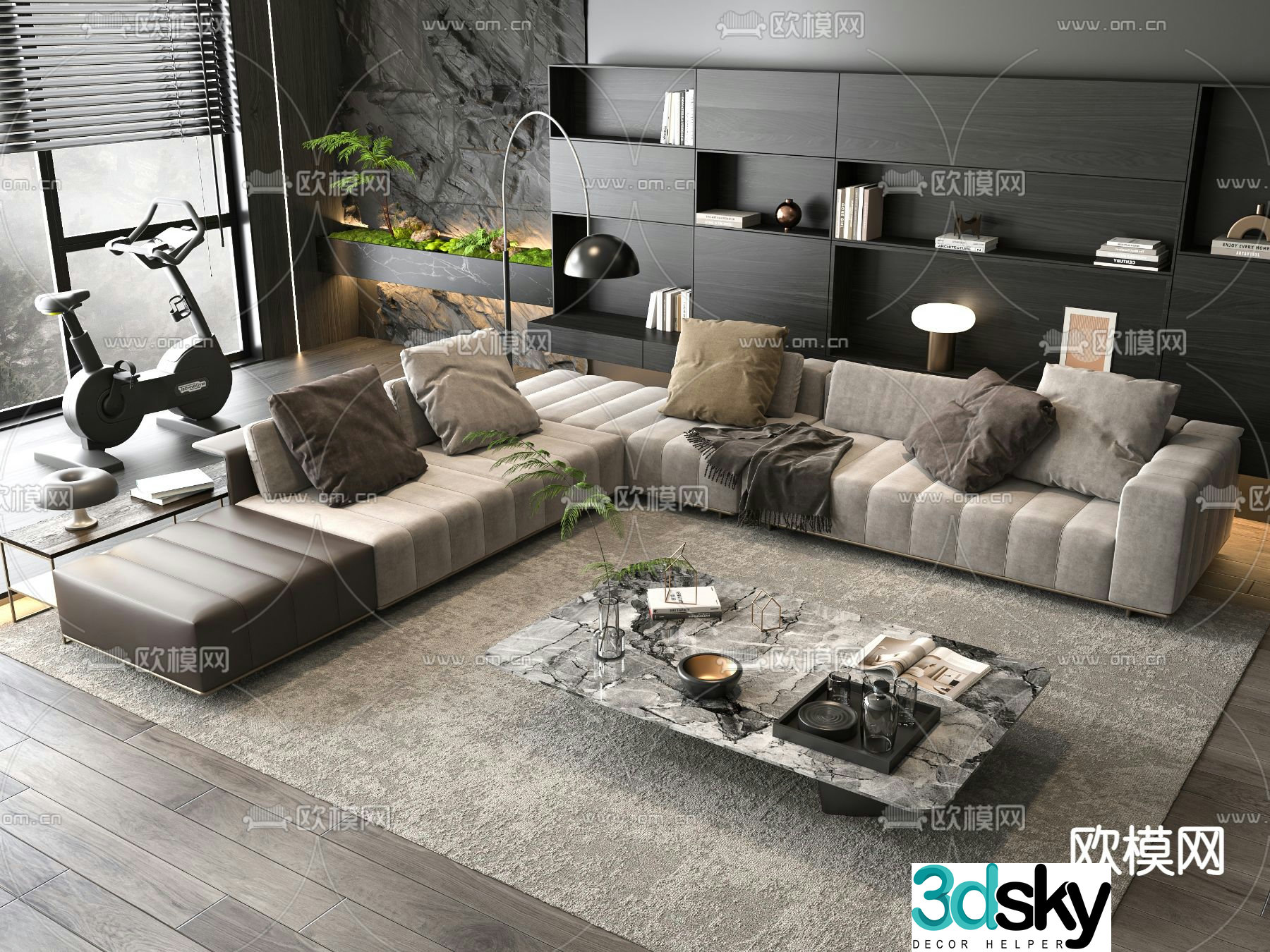 Multi-person sofa corner sofa 3d model