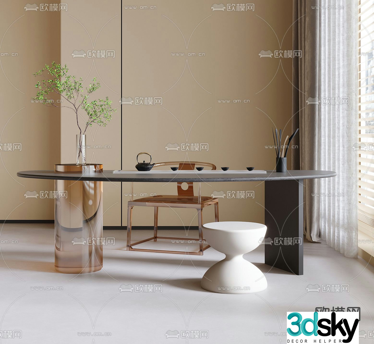 Modern tea table tea table 3d model
