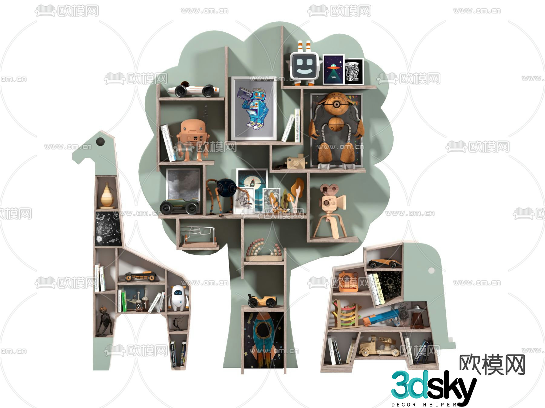 Children’s bookshelf cartoon bookshelf 3d model