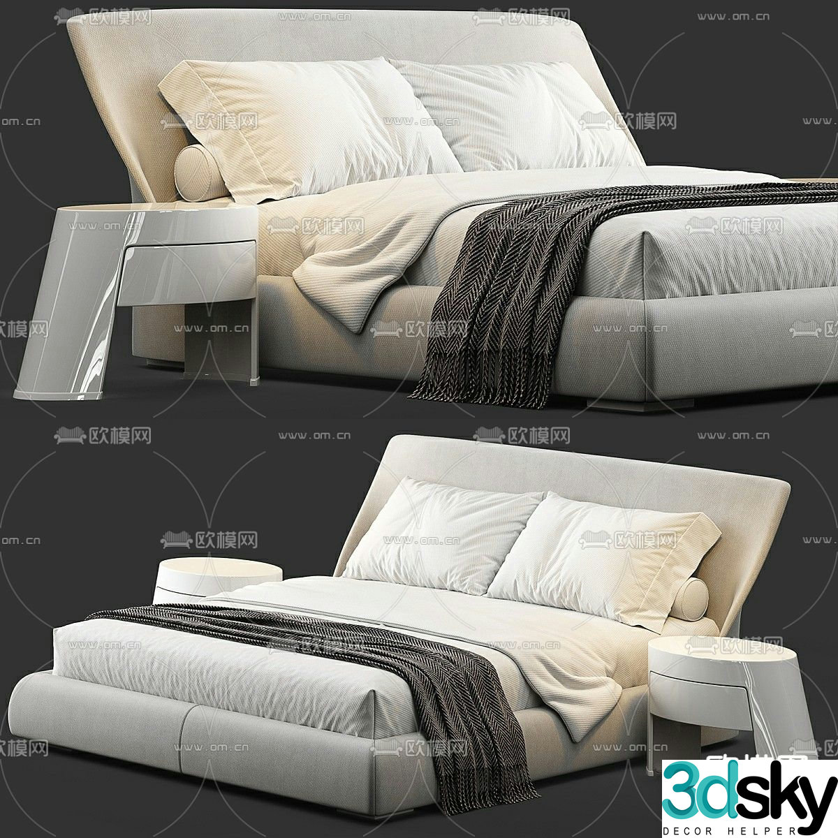 Modern double bed 3d model