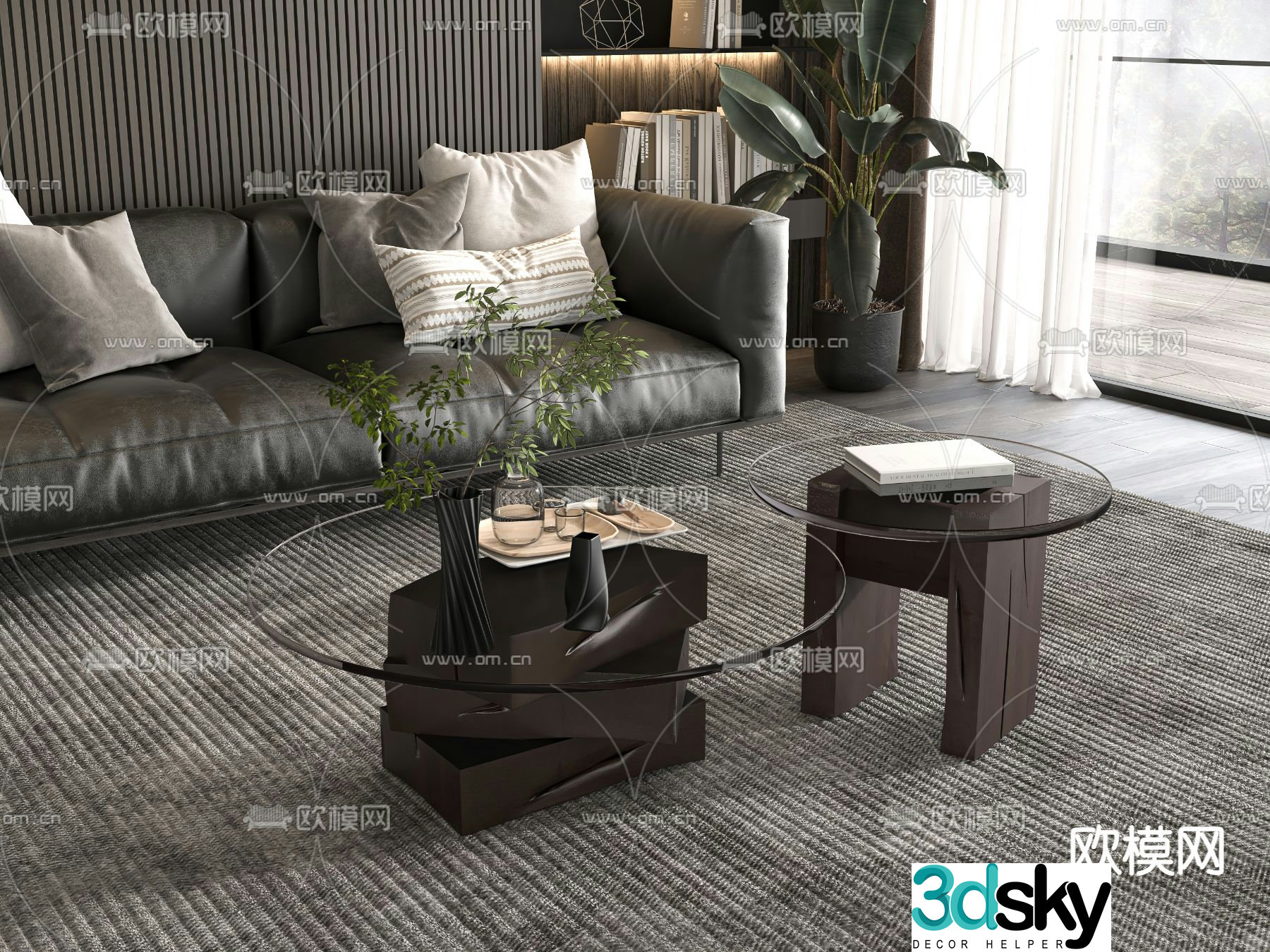 Mother and son coffee table glass coffee table 3d model