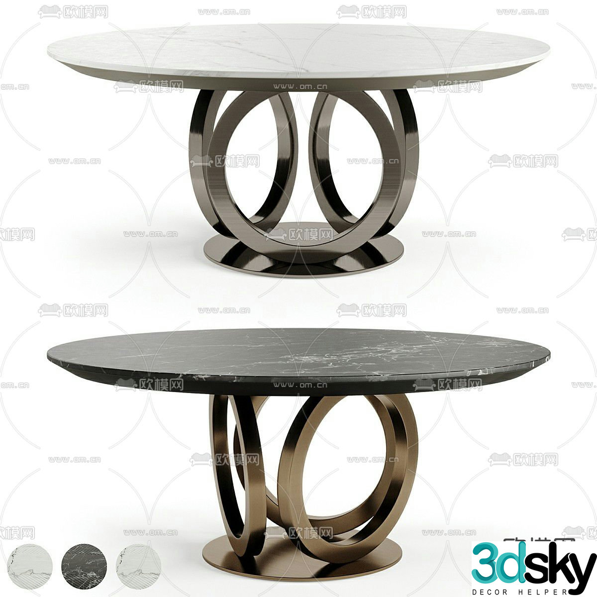 Marble dining table 3d model