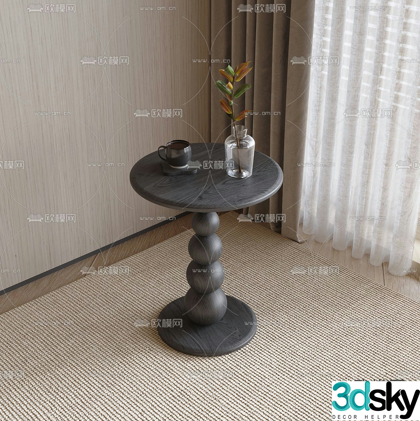 Round table side table angle table 3D model