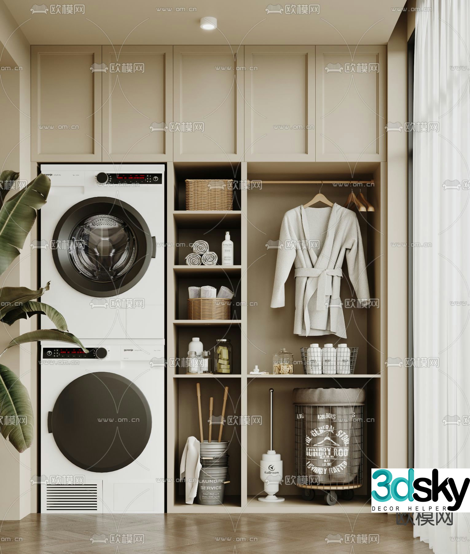 Balcony cabinet Washing machine cabinet Washing dryer 3d model