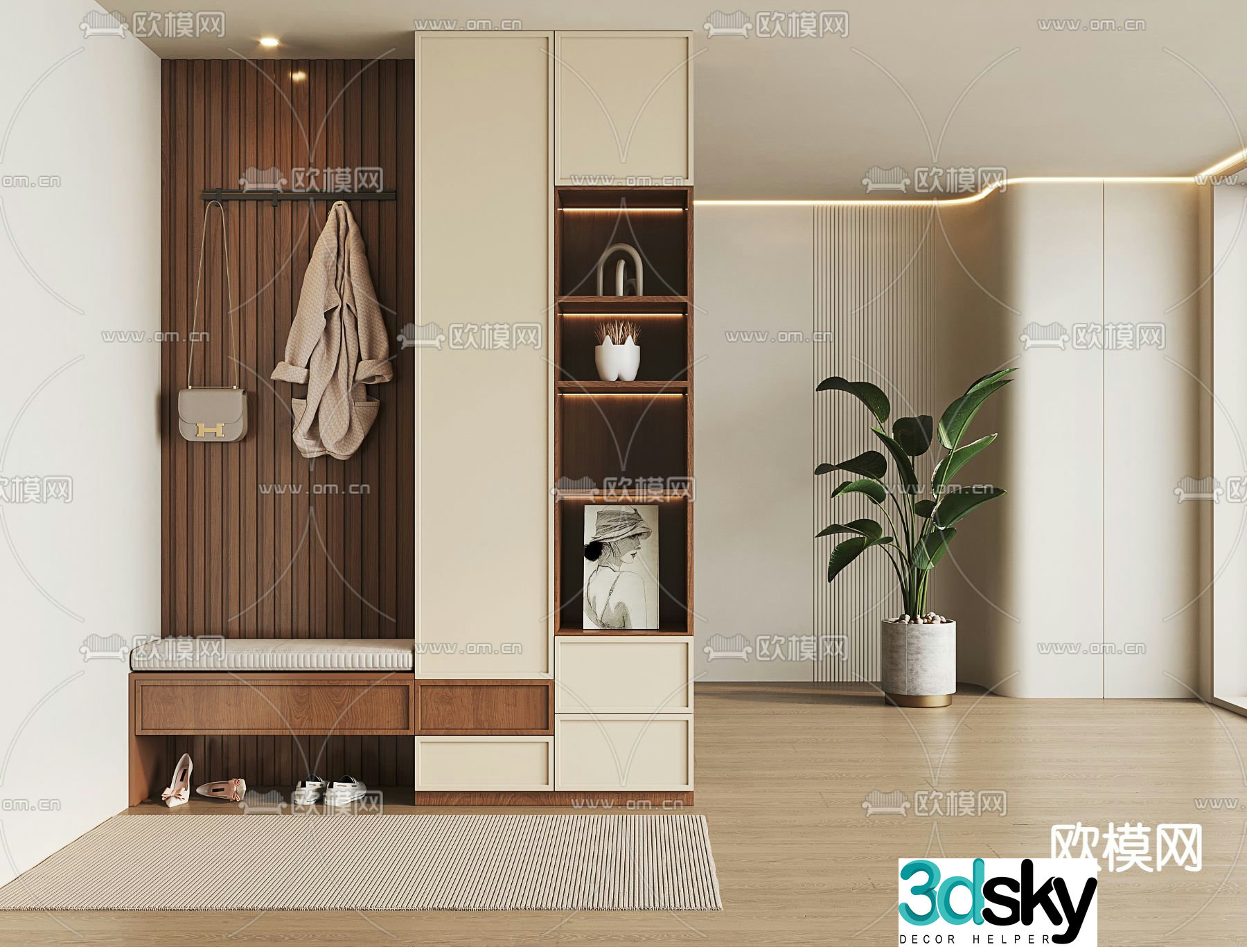 Wasabi Entrance Shoe Cabinet 3D Model