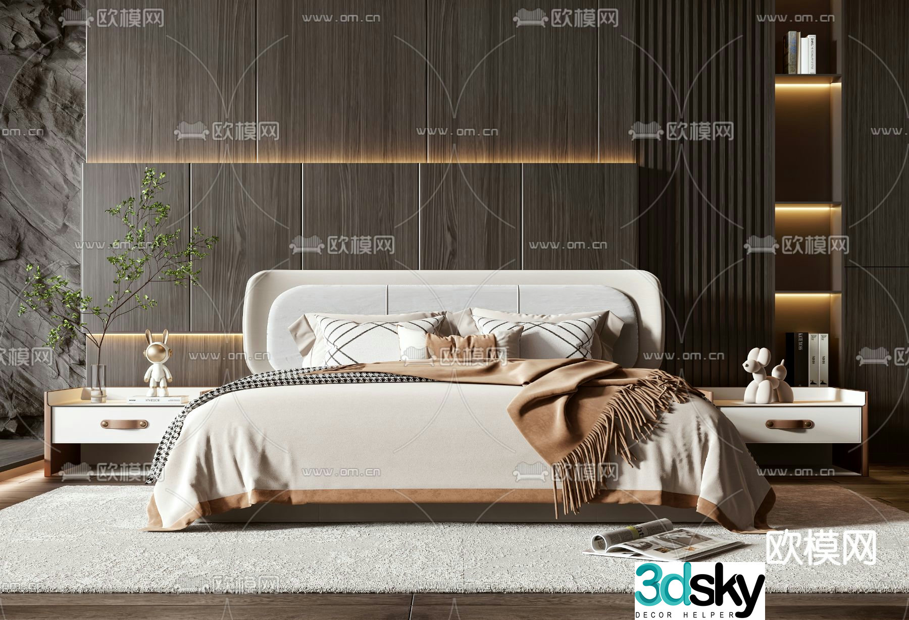 Modern double bed 3d model