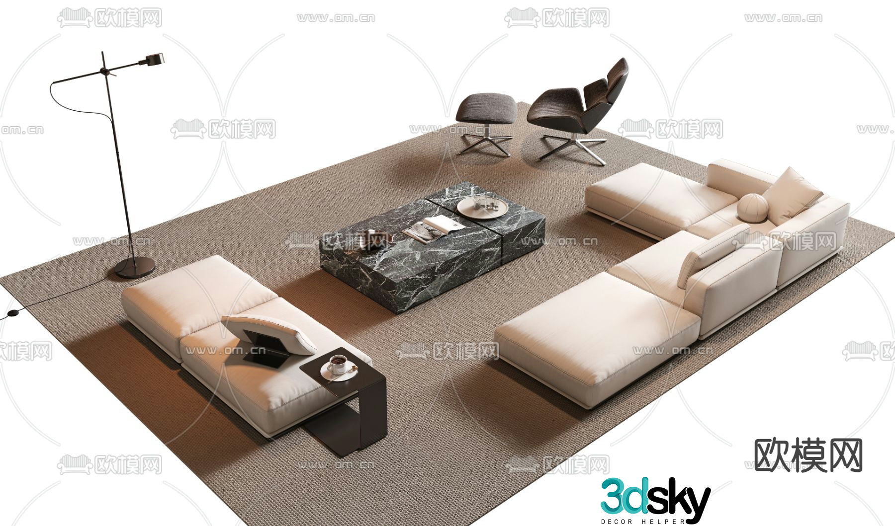 Modern modular sofa corner sofa 3d model