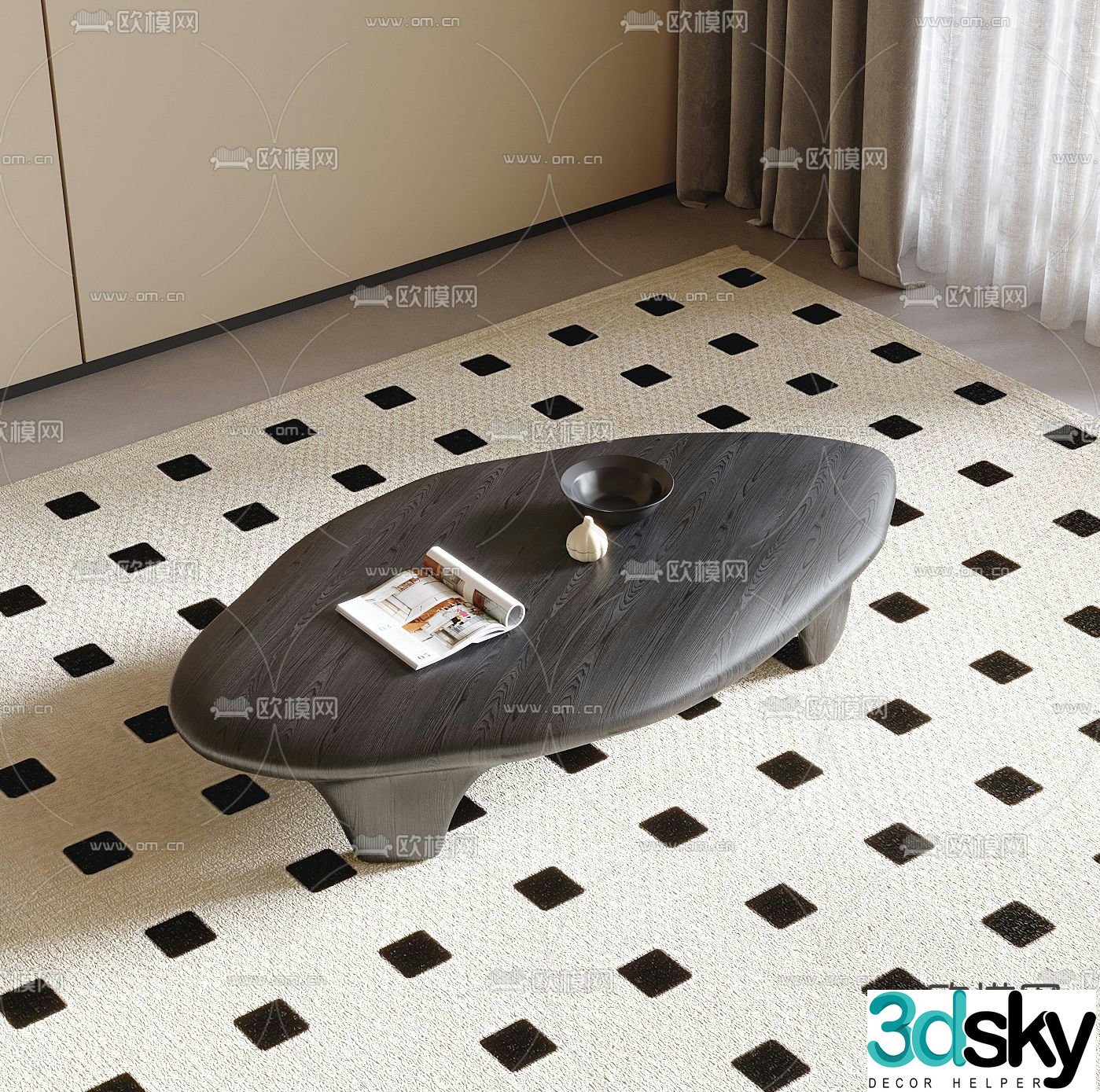 Log style coffee table 3D model