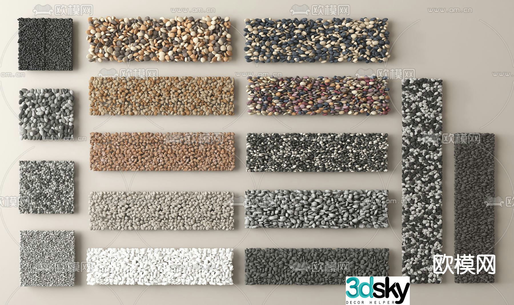 Pebbles Stone Gravel Washed Stone 3d model