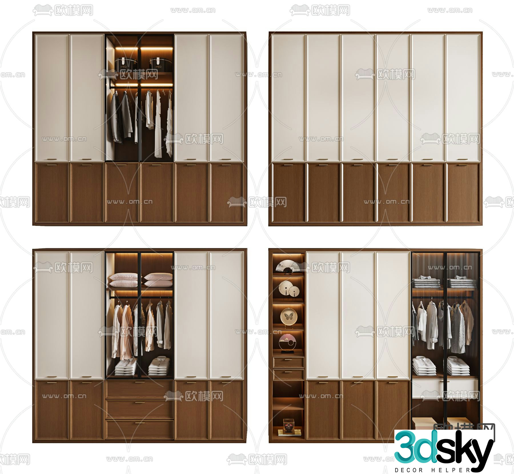 Middle-aged wardrobe wardrobe 3d model