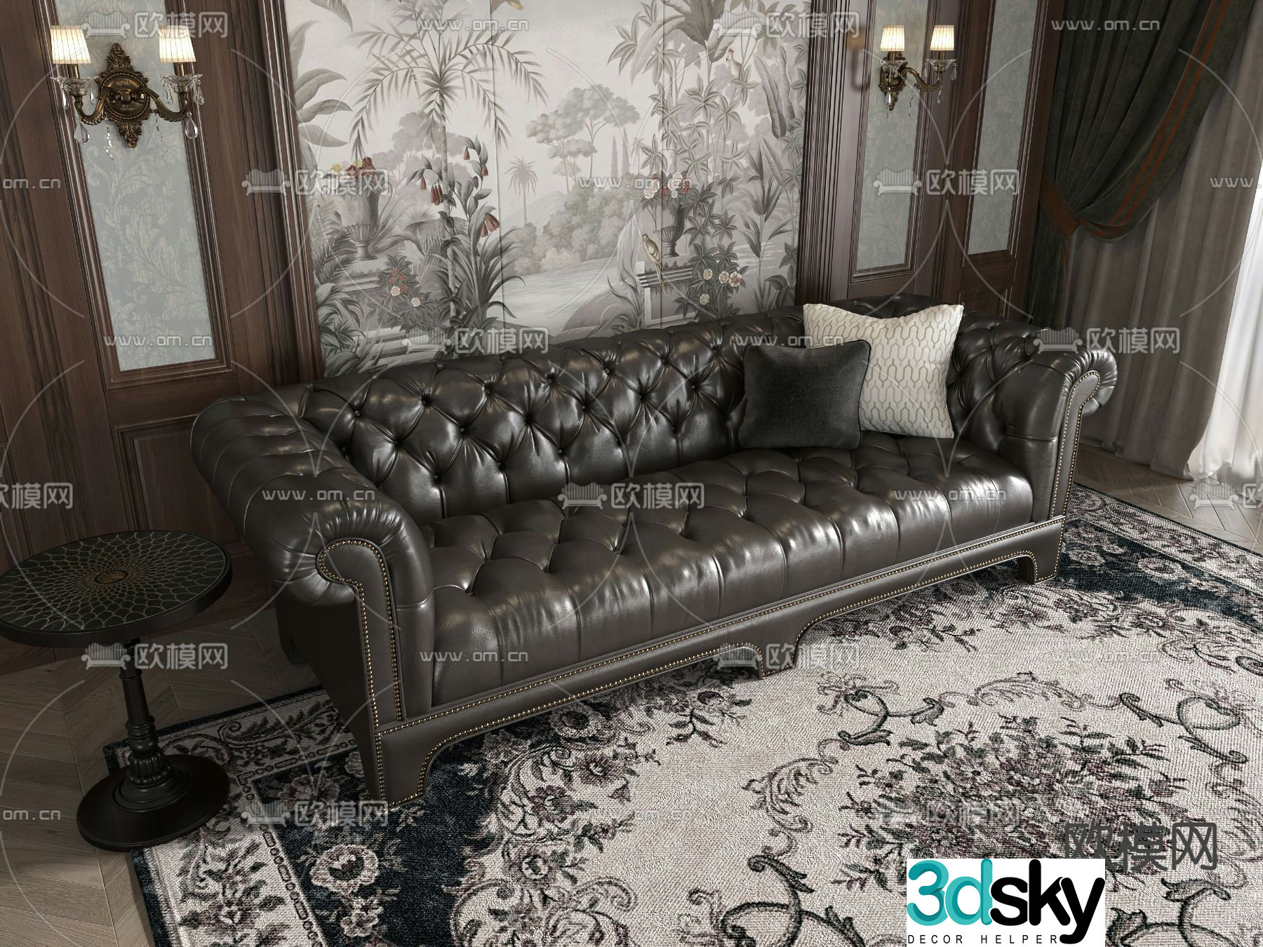 leather sofa loveseat 3d model