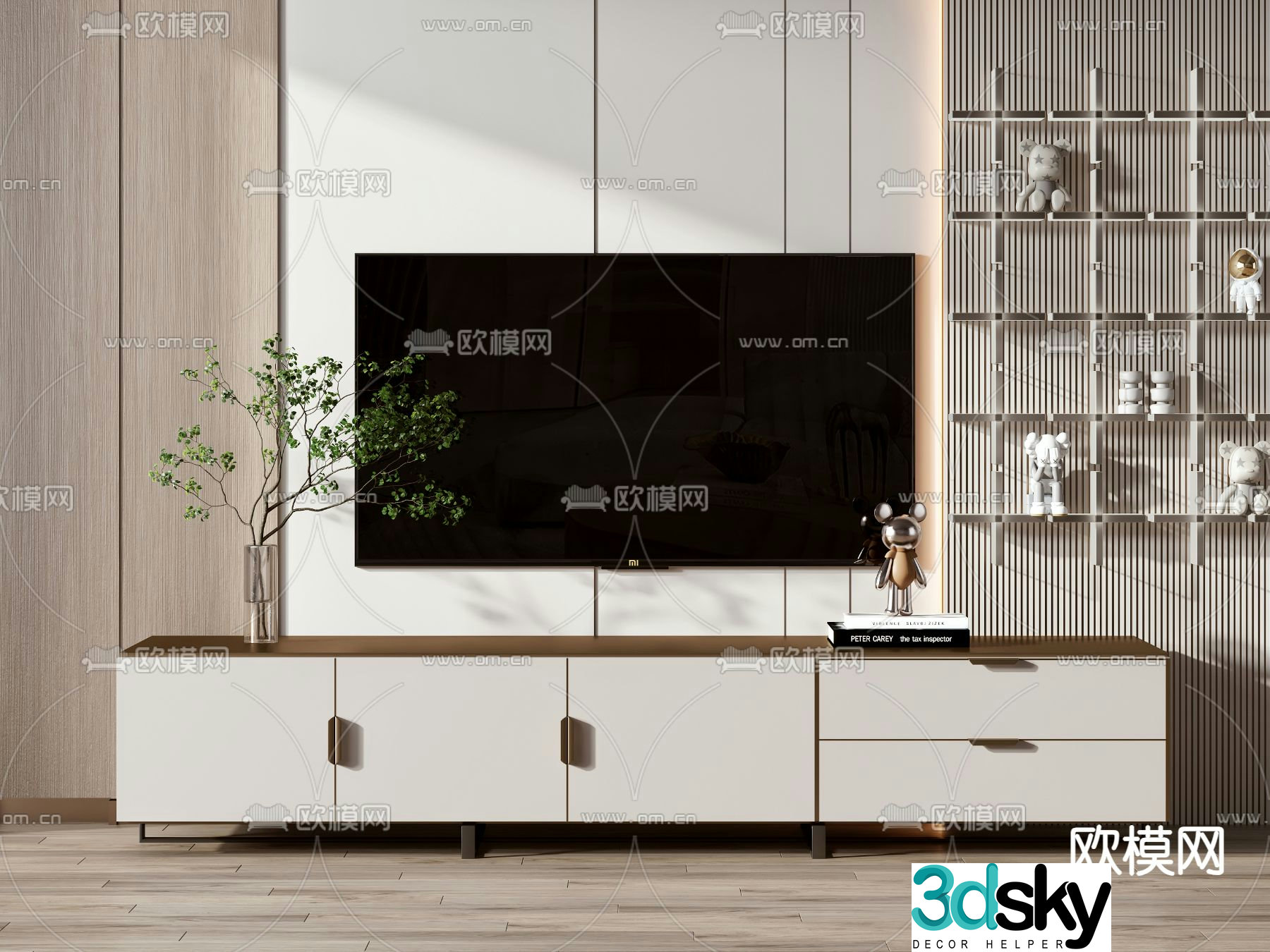 Light luxury TV cabinet 3D model