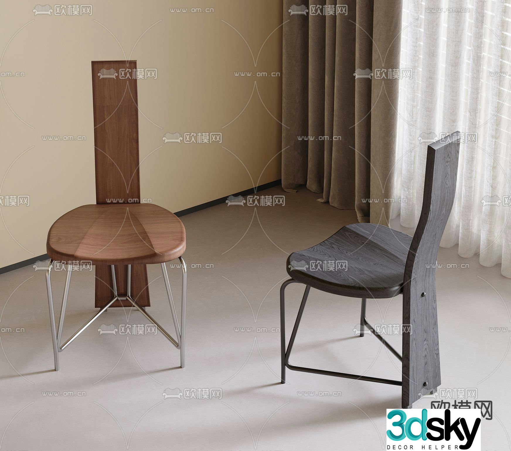 Medieval style chair dining chair 3d model