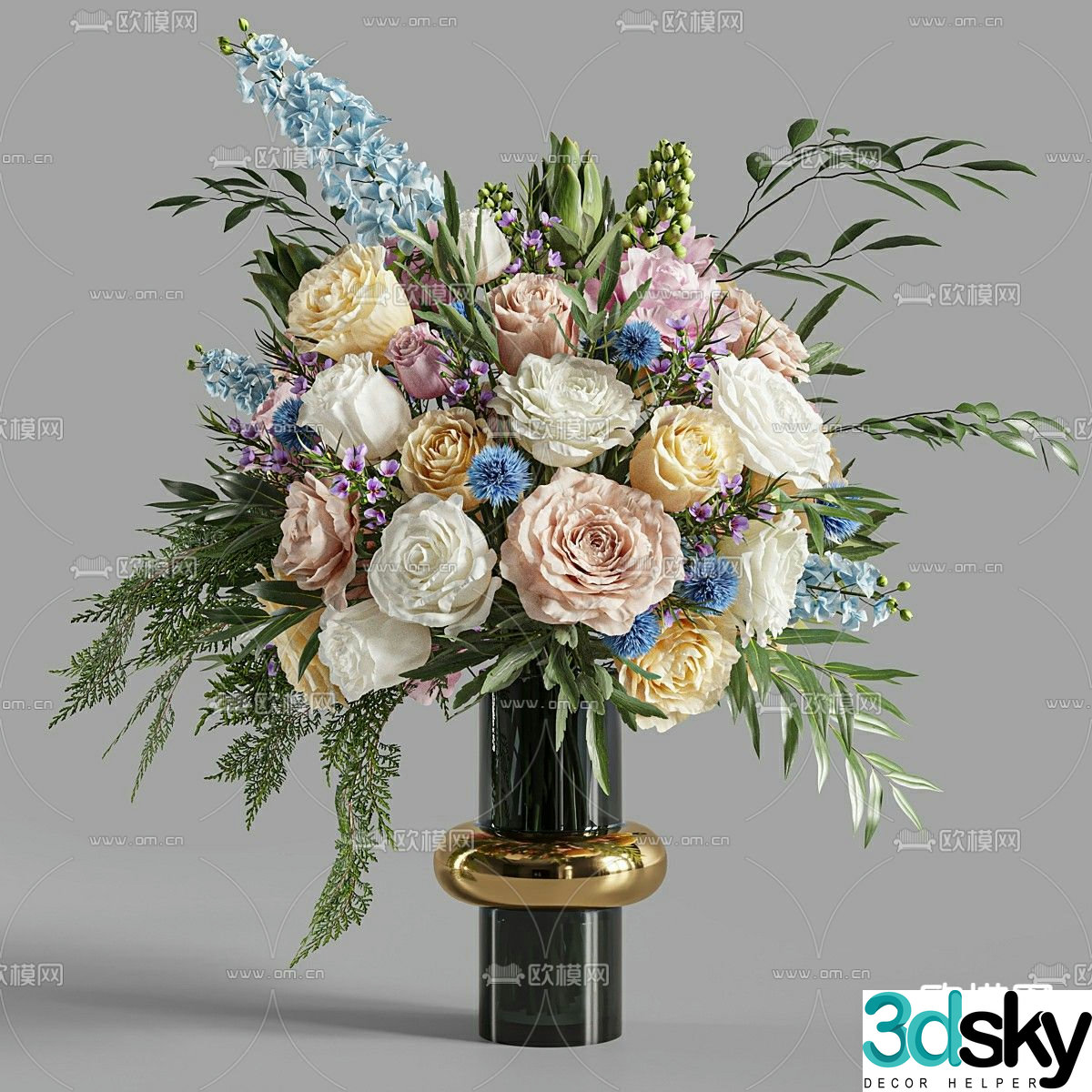 Vase Flower Art Flower Arrangement 3D Model