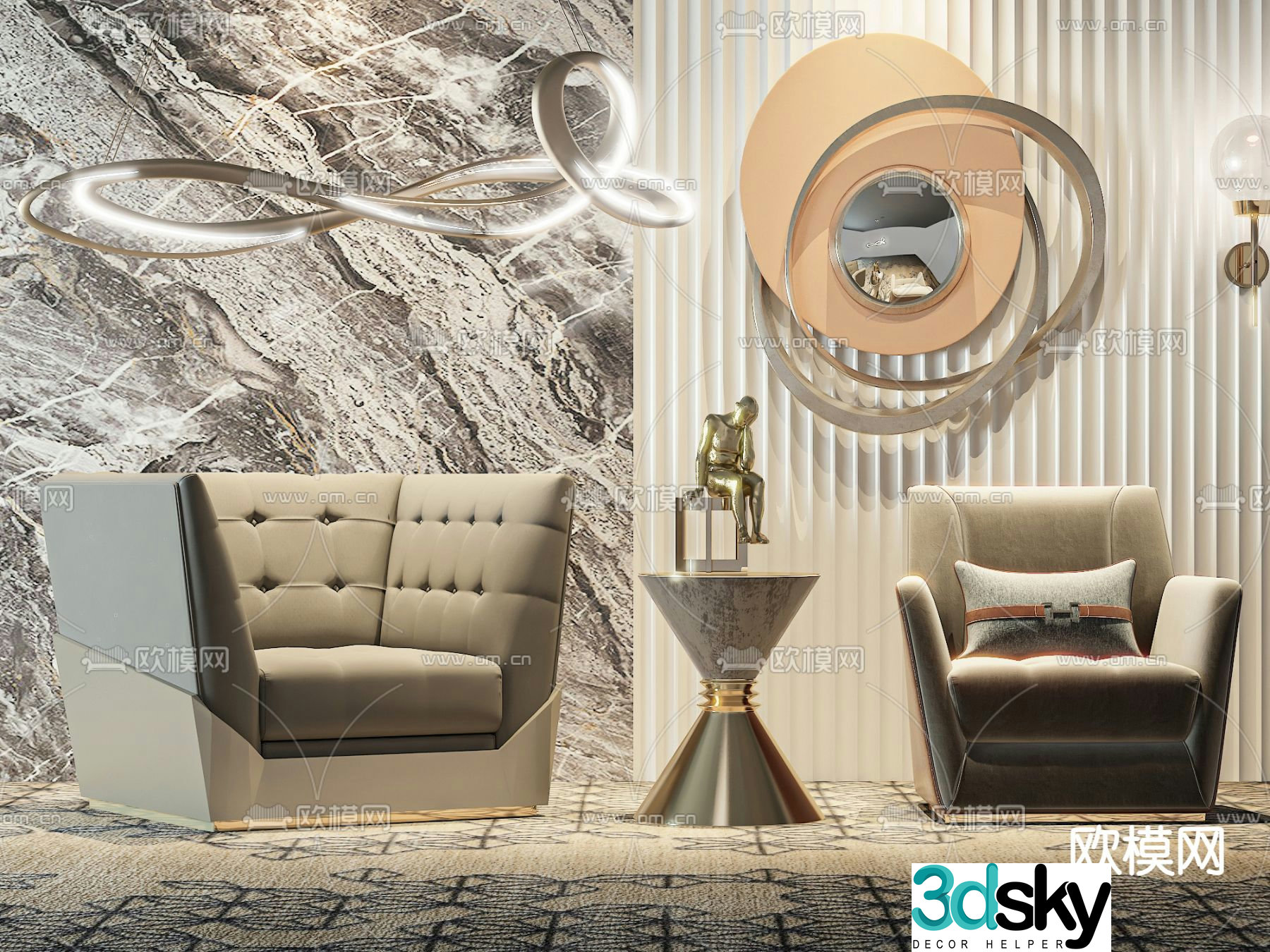 Single sofa leisure sofa 3d model