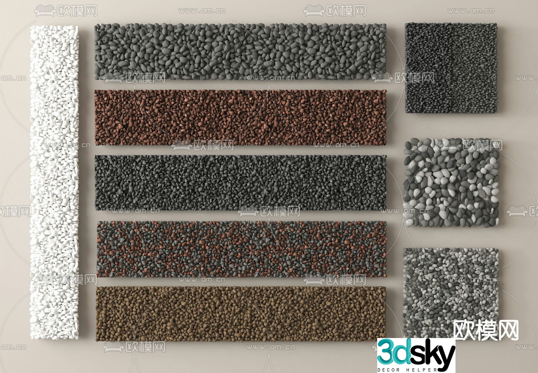 Pebbles Stone Gravel Washed Stone 3d model