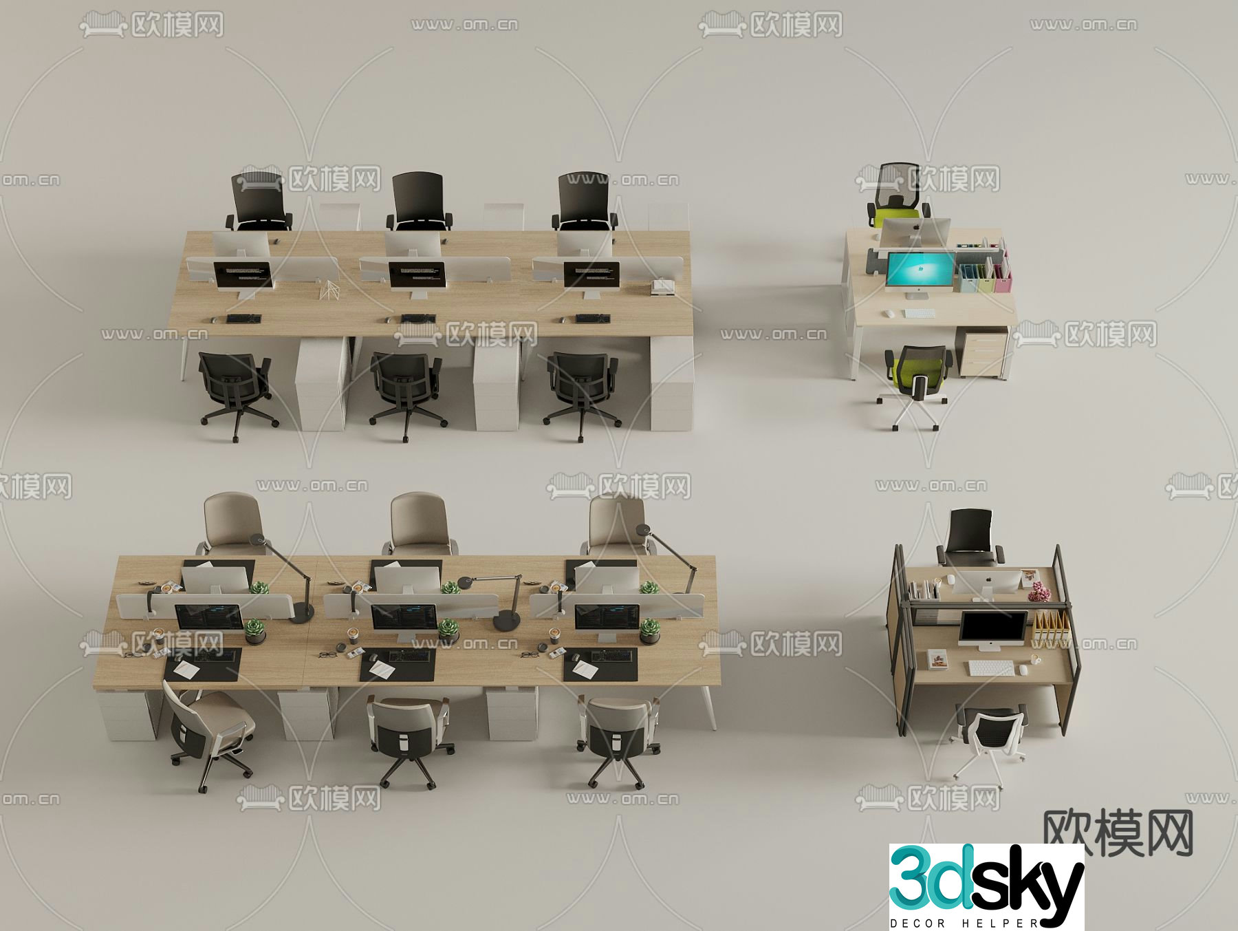 Card space desk work station post 3d model