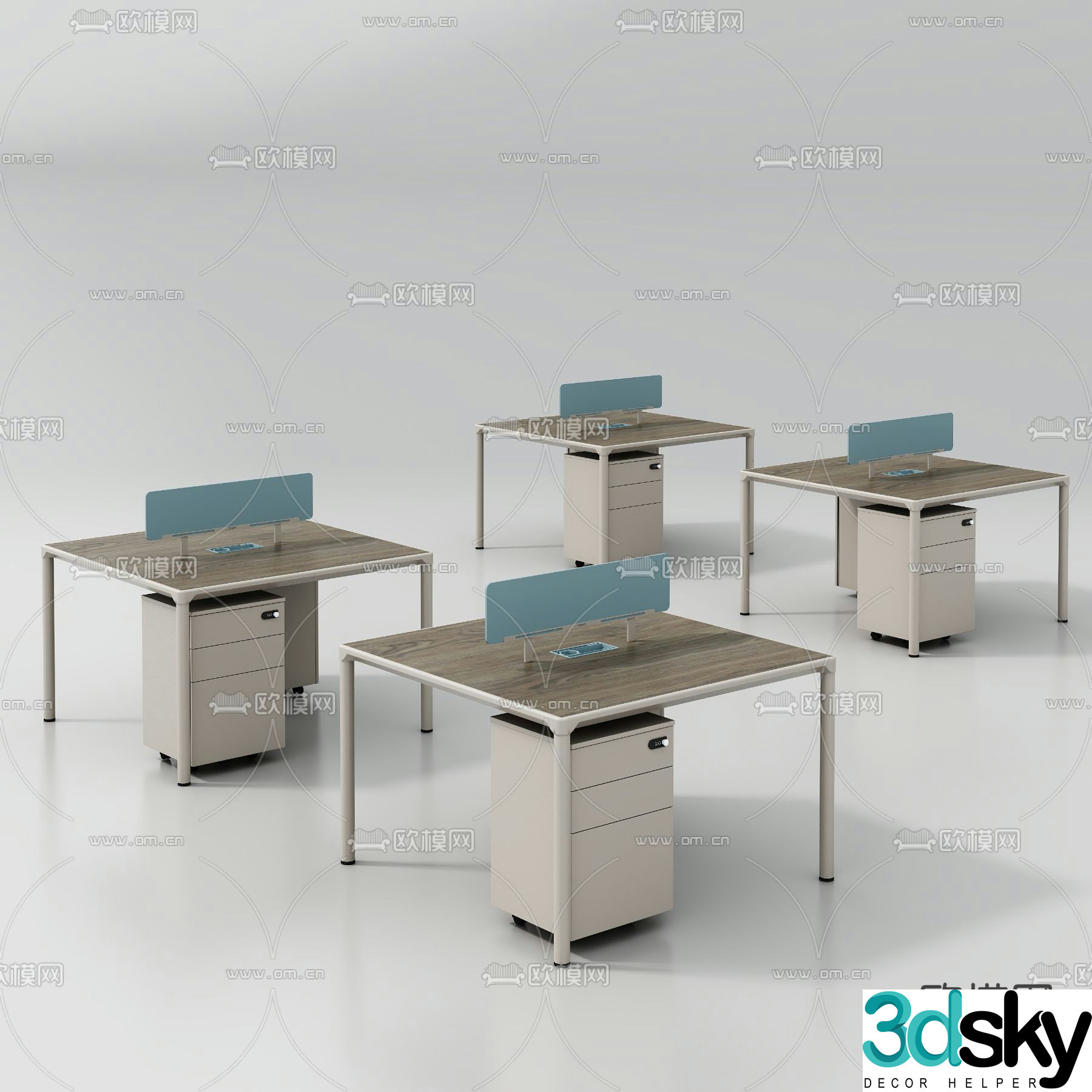 desk manager desk position workstation 3d model