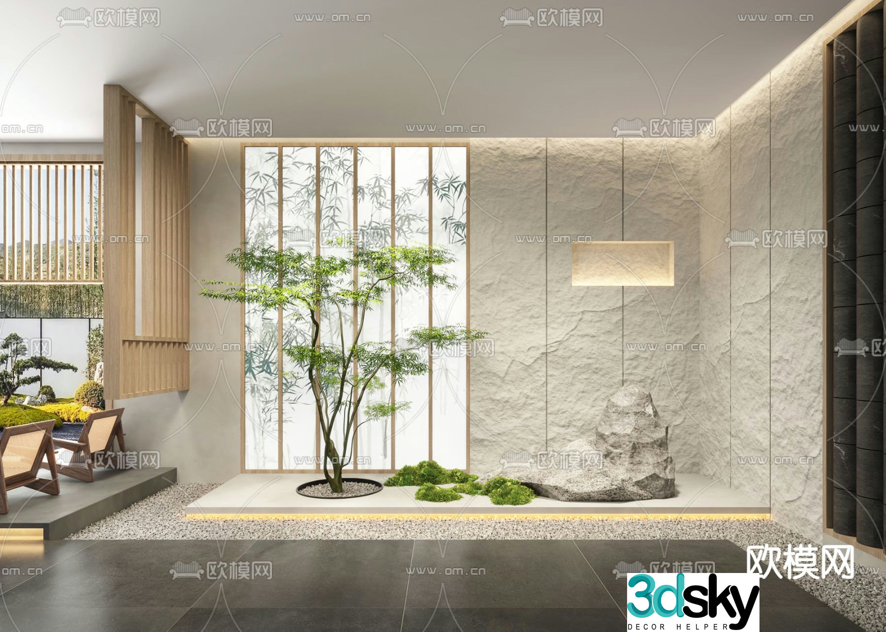 Indoor landscape plant landscaping bamboo leaf screen 3d model