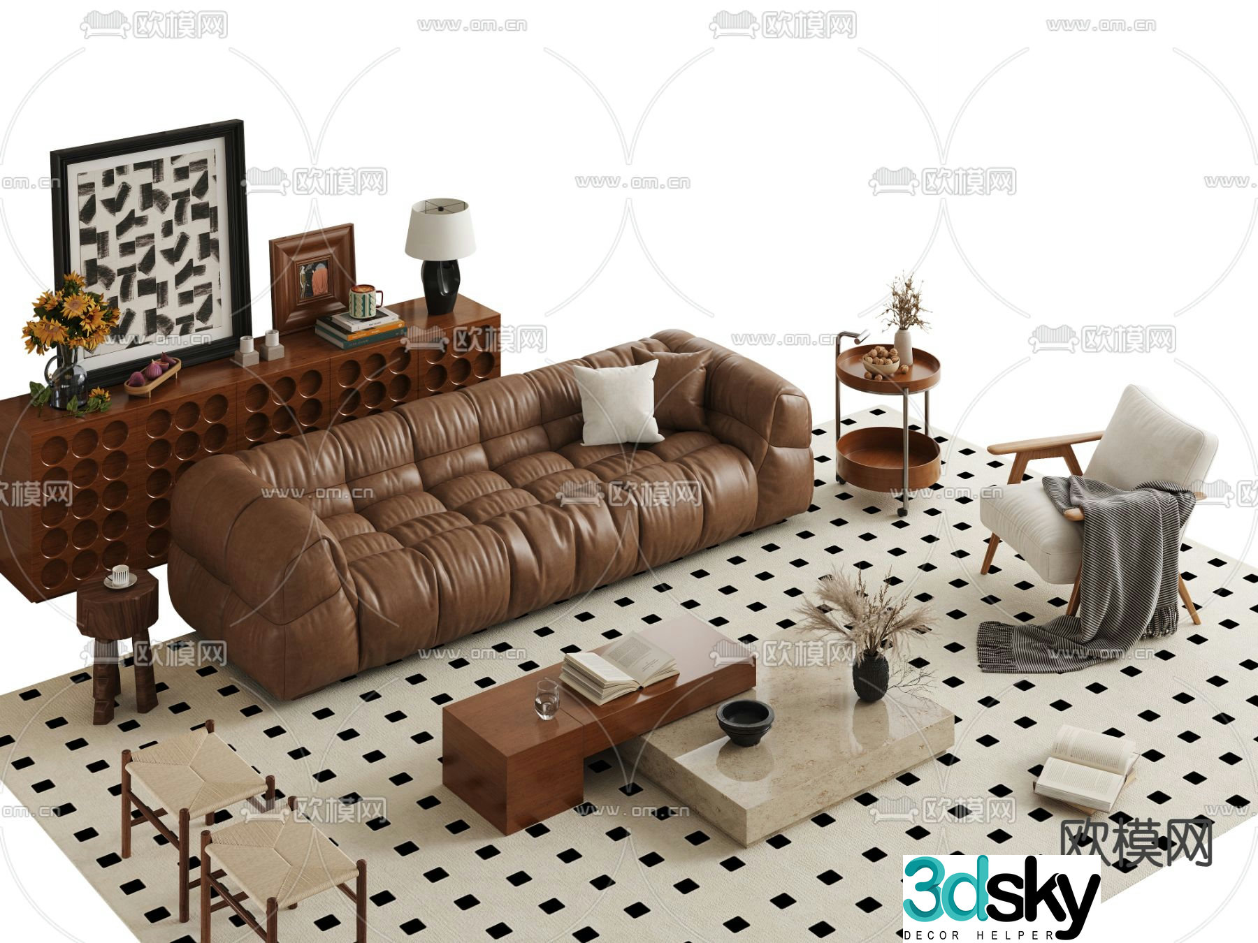 Medieval style modular sofa 3D model