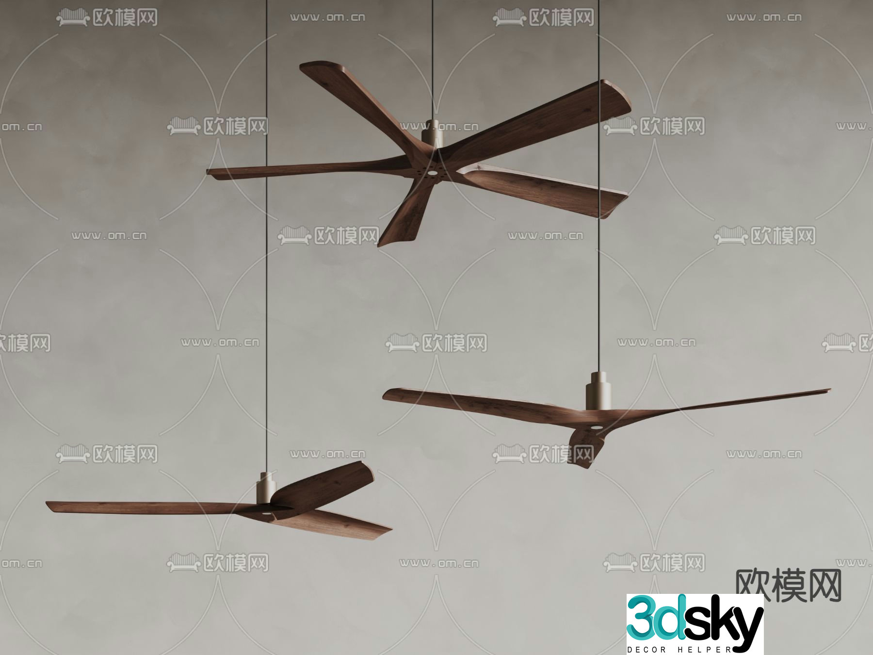 West Elm medieval style ceiling fan lamp fan lamp 3d model