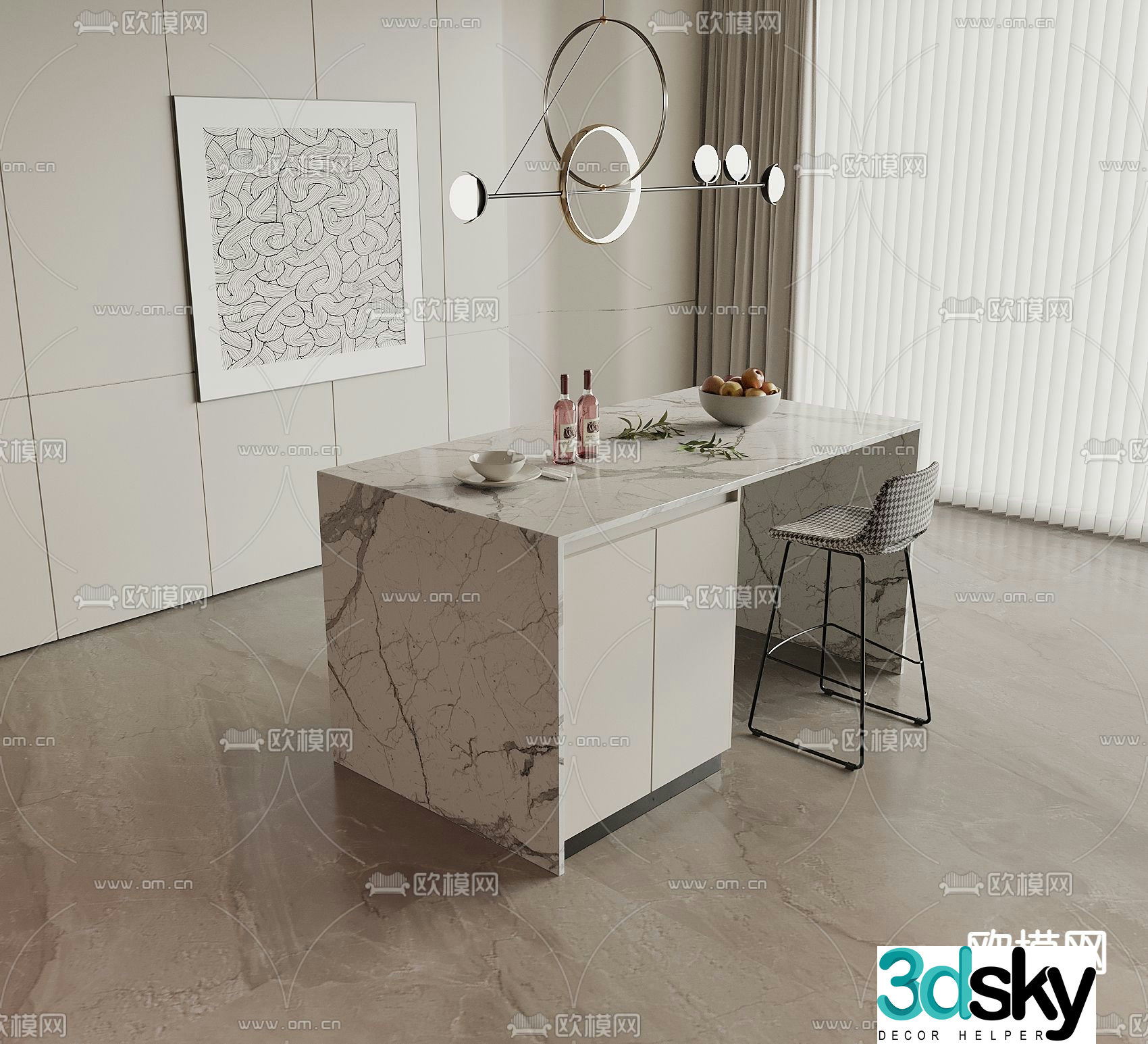 Marble bar water bar 3d model