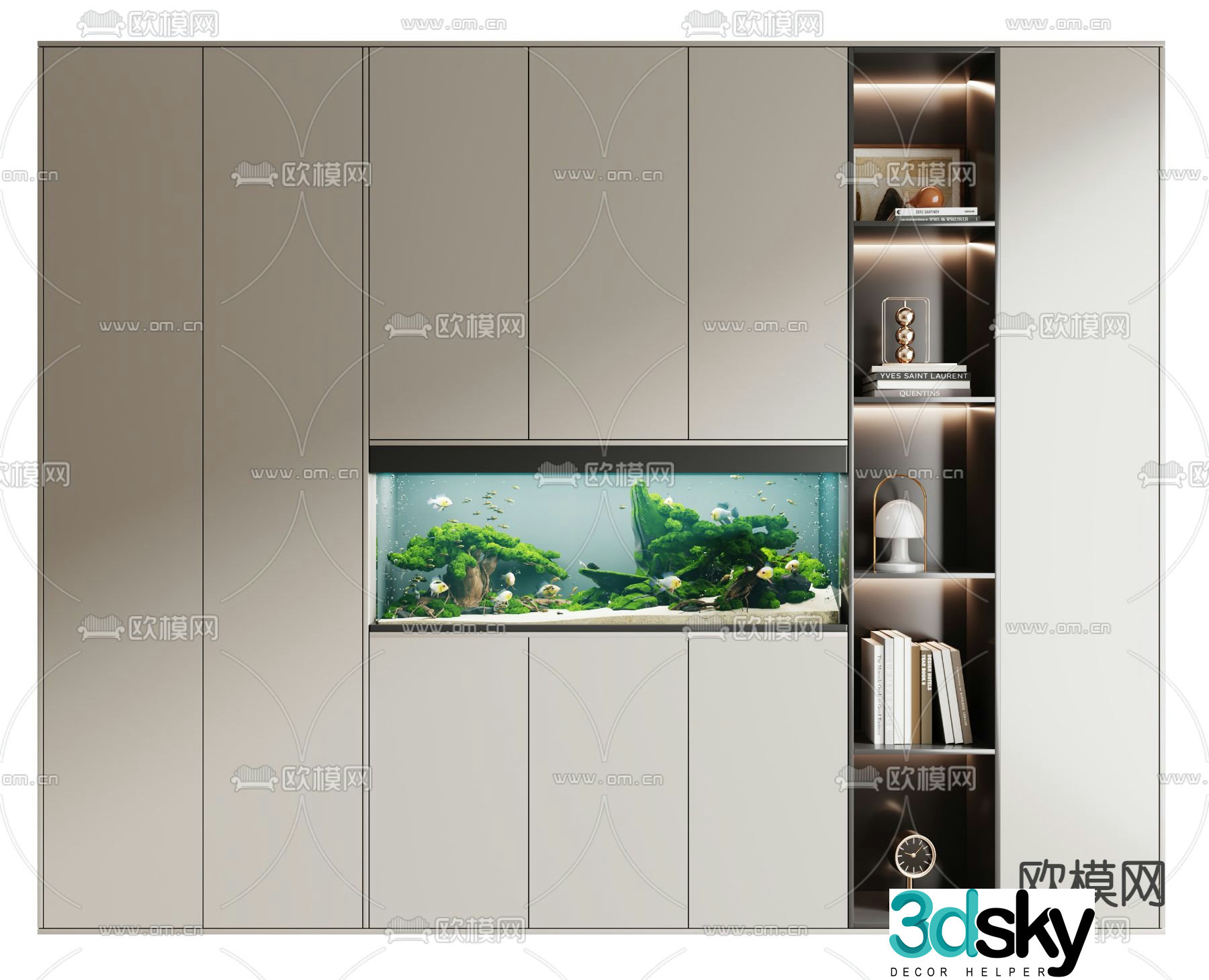 Modern decorative cabinet fish tank cabinet aquarium 3d model