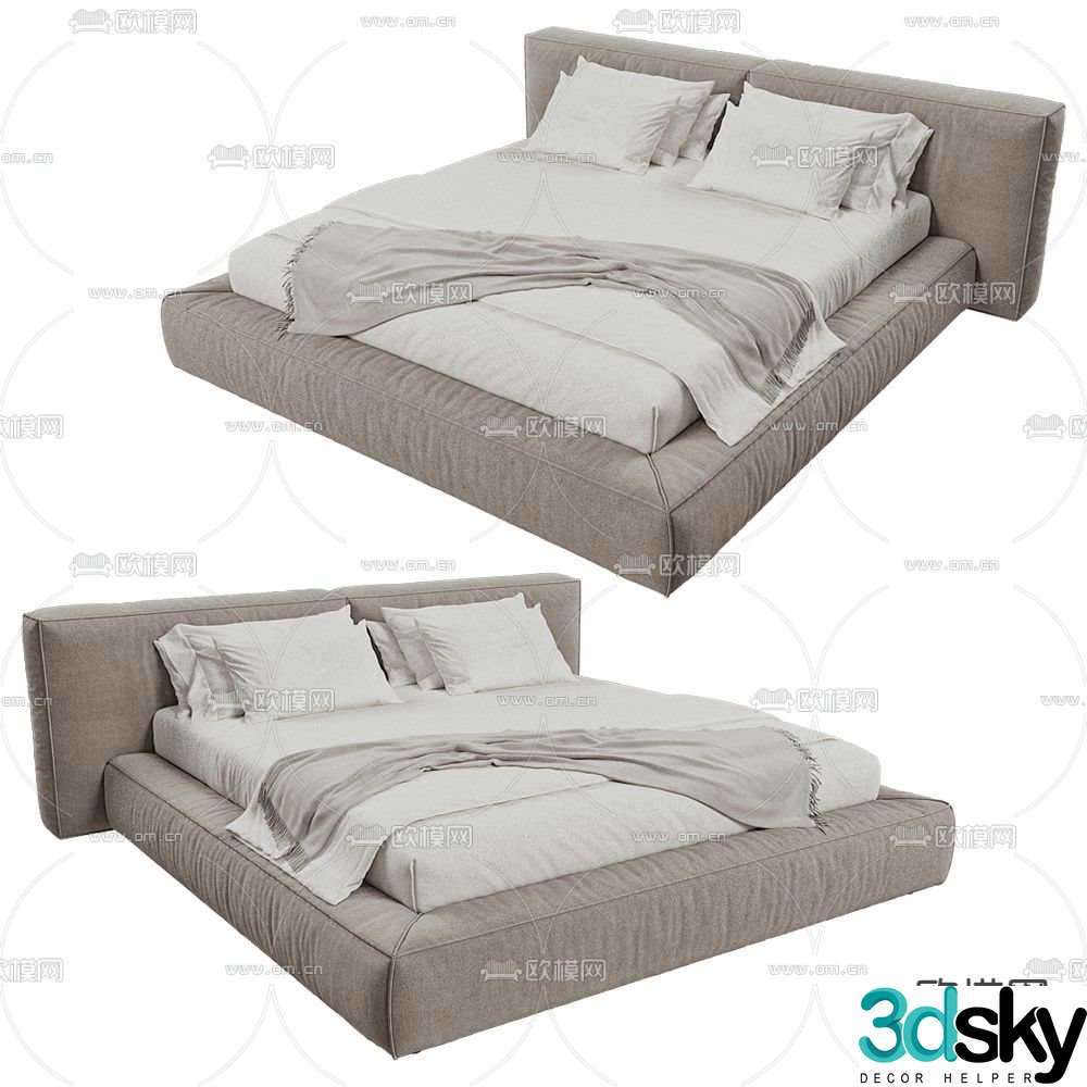 Folto double bed 3d model
